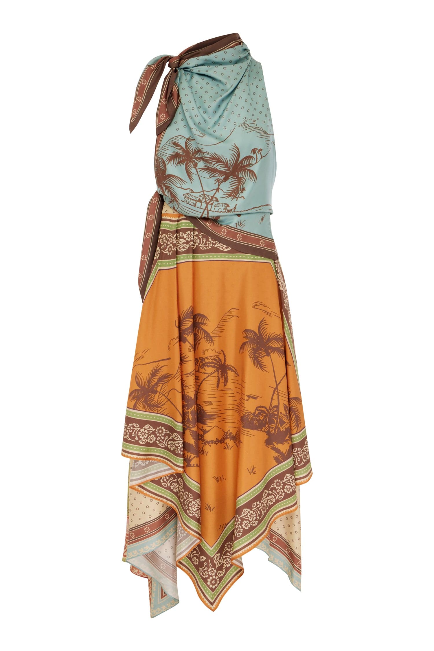 alemais surrealist summer scarf midi dress Alemais Surrealist Summer Scarf Dress In Blue - 89% Off