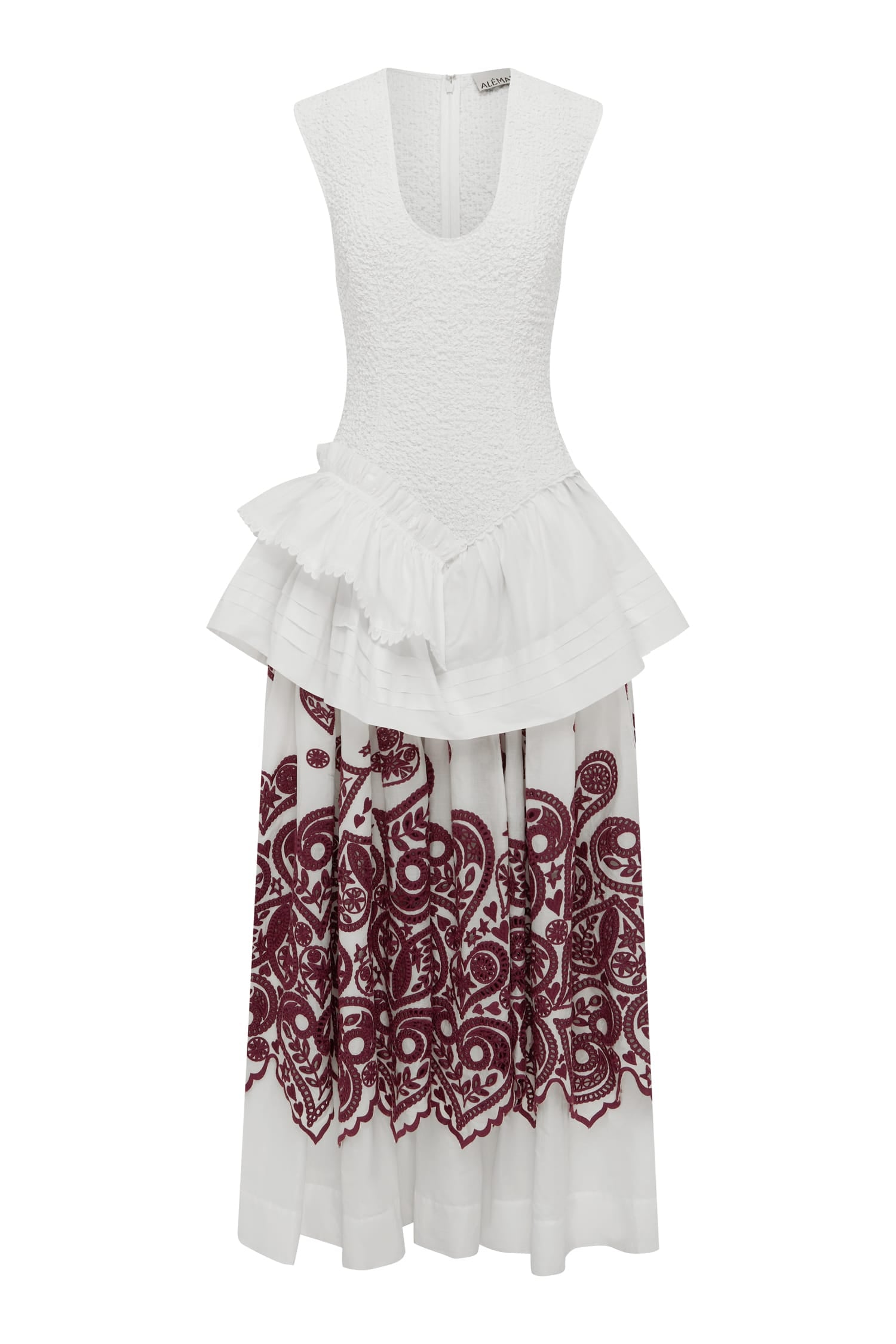 alemais white embroidered midi dress Alémais Bobby Cotton V-Neck Embroidered Midi Dress in White 6 AU/UK (2 US)