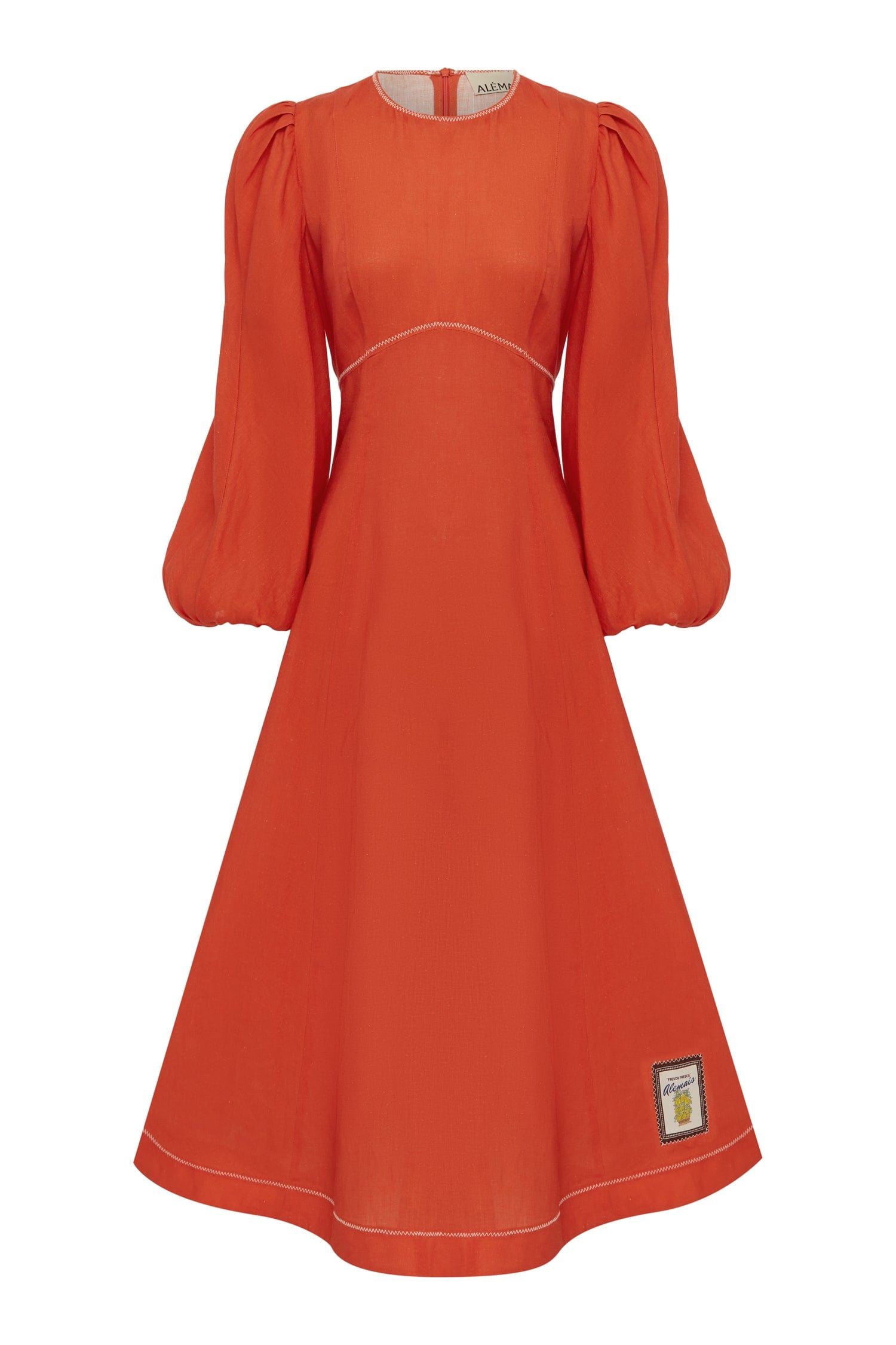 strapless open back dress Red Puff Sleeve Cotton Maxi Dress – shopaleena main image 0