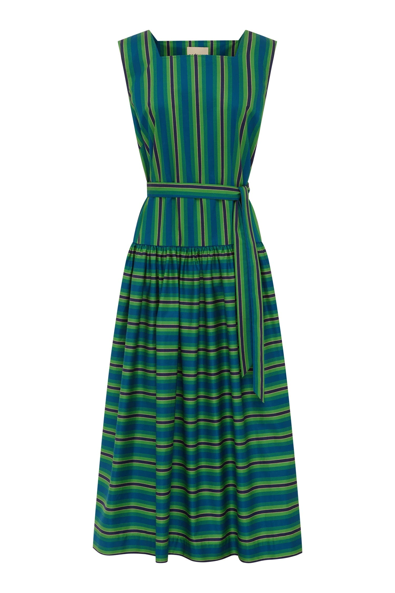 Almais Margo Midi Dress in Blue/Green Stripe - Almais 10 AU/UK (6 US) Almais Margo Midi Dress in Blue/Green Stripe - Almais 10 AU/UK (6 US)