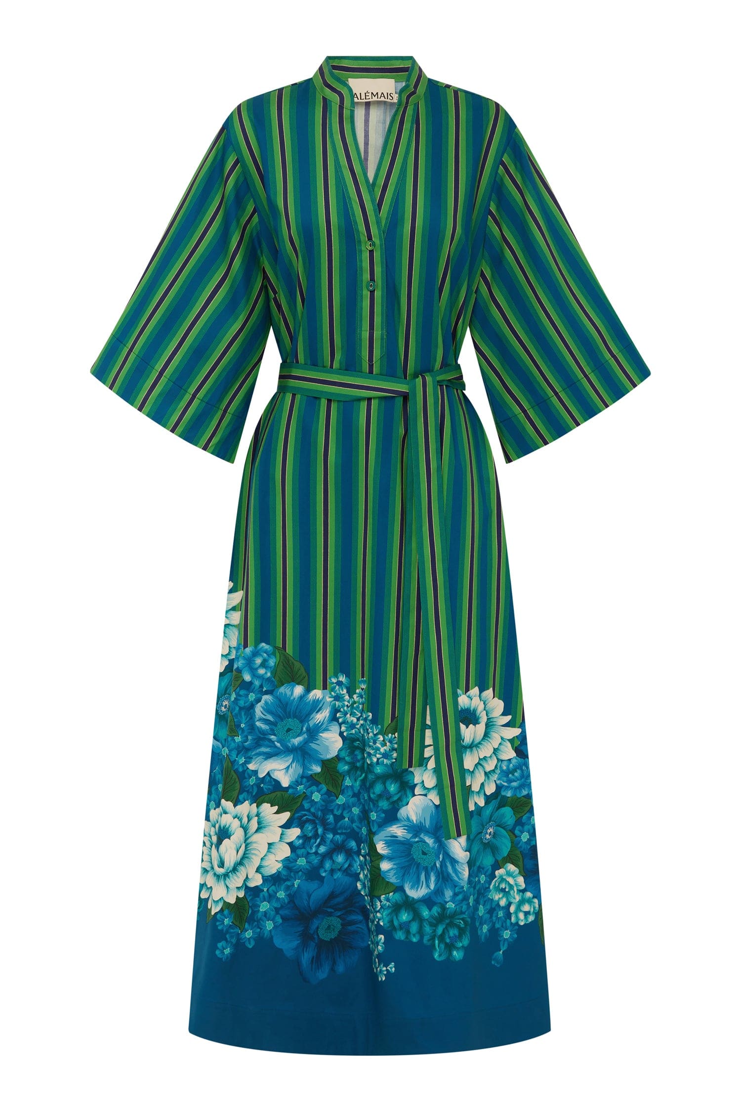 princess polly baby blue dress Margo Tunic Midi Dress in Blue/Green Stripe