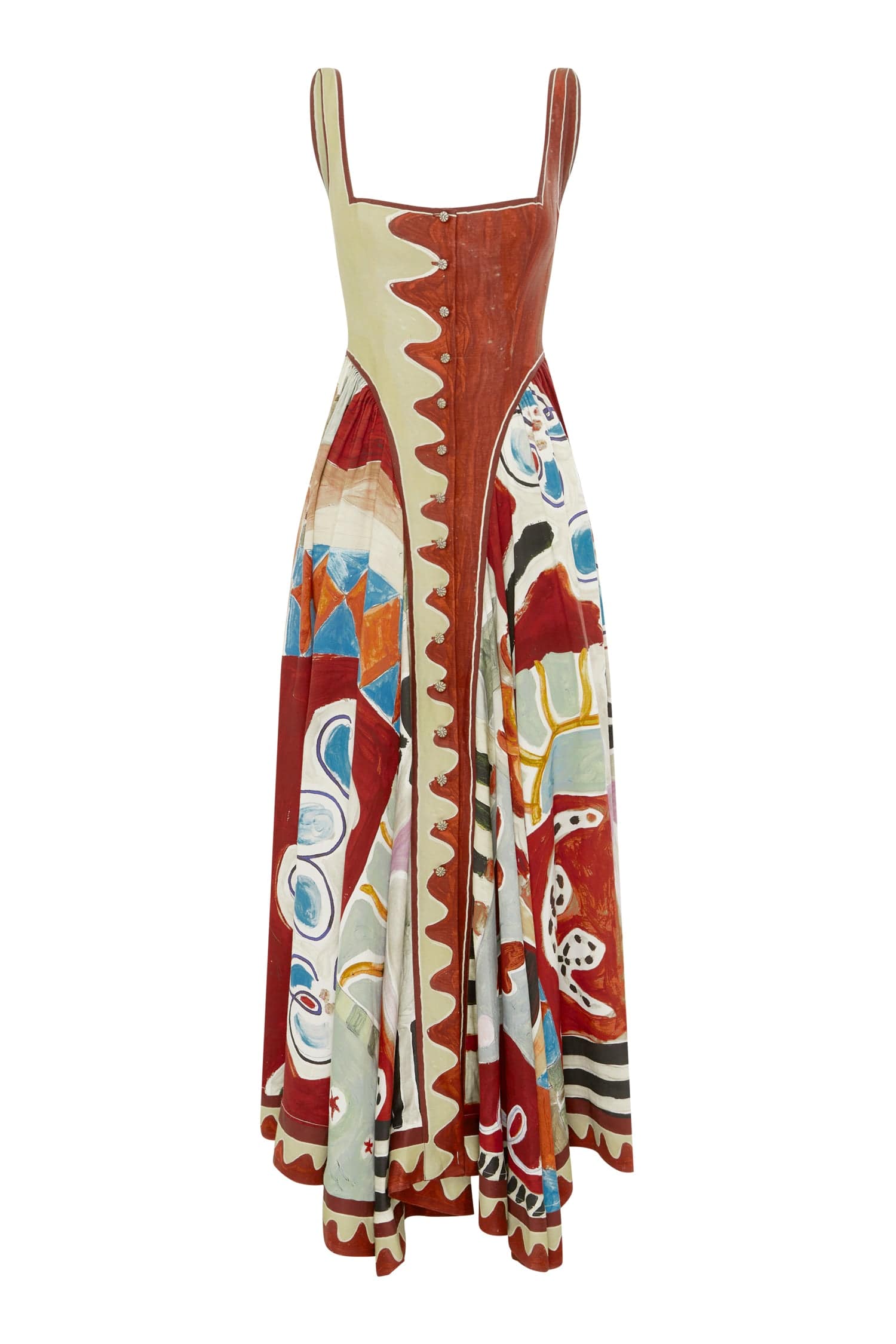 Michelle Printed Square Neck Midi Dress