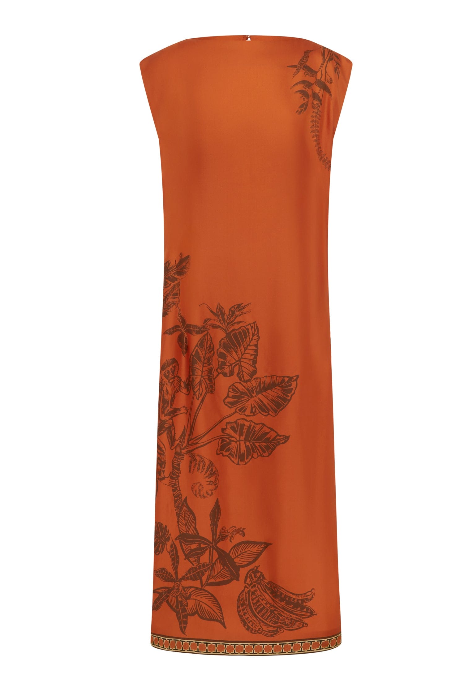 Monkey Dance Silk Midi Dress in Burnt Orange