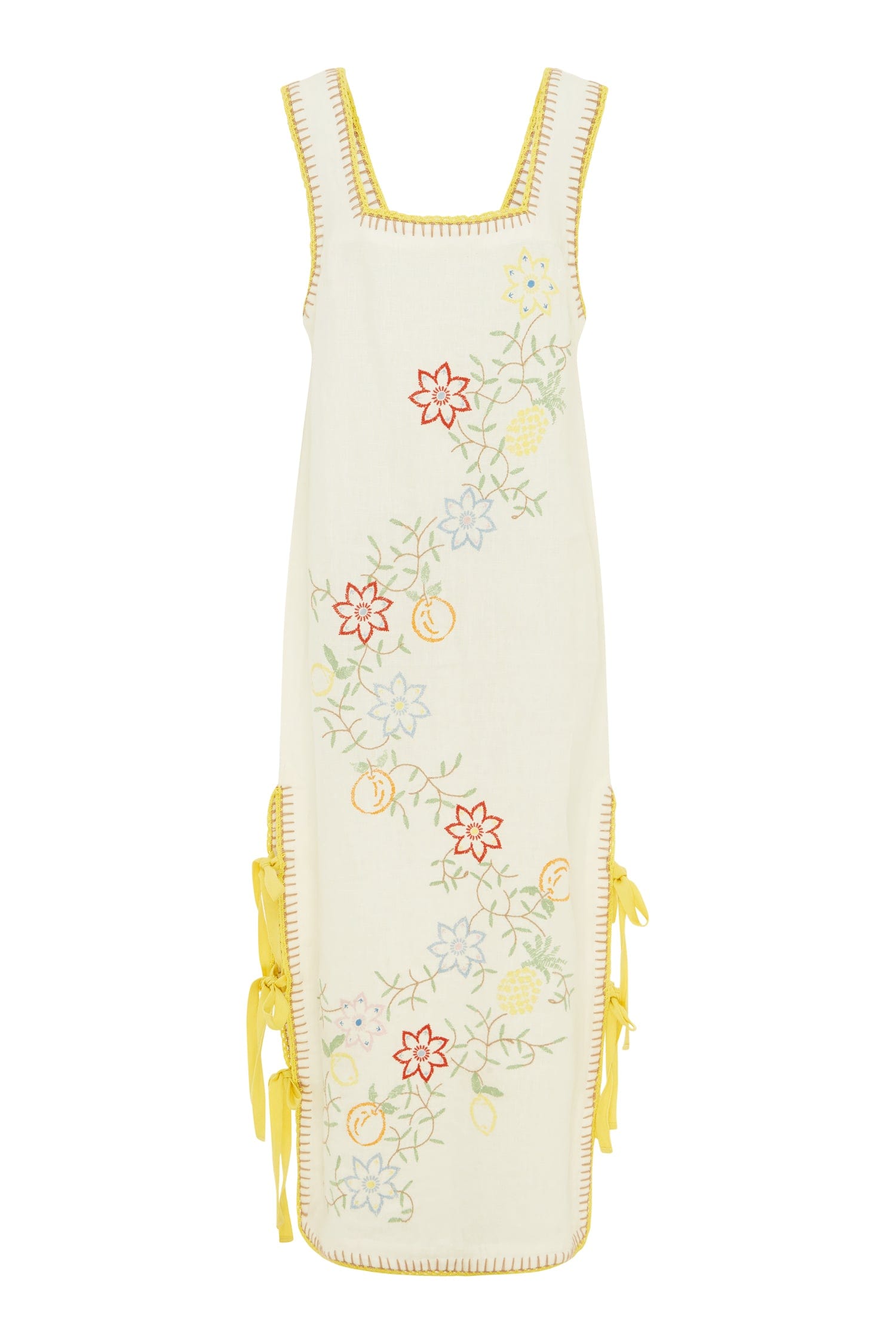 sachin and babi light blue dress elsie 3d floral embroidered midi dress in yellow – Bella Galvan main image 0