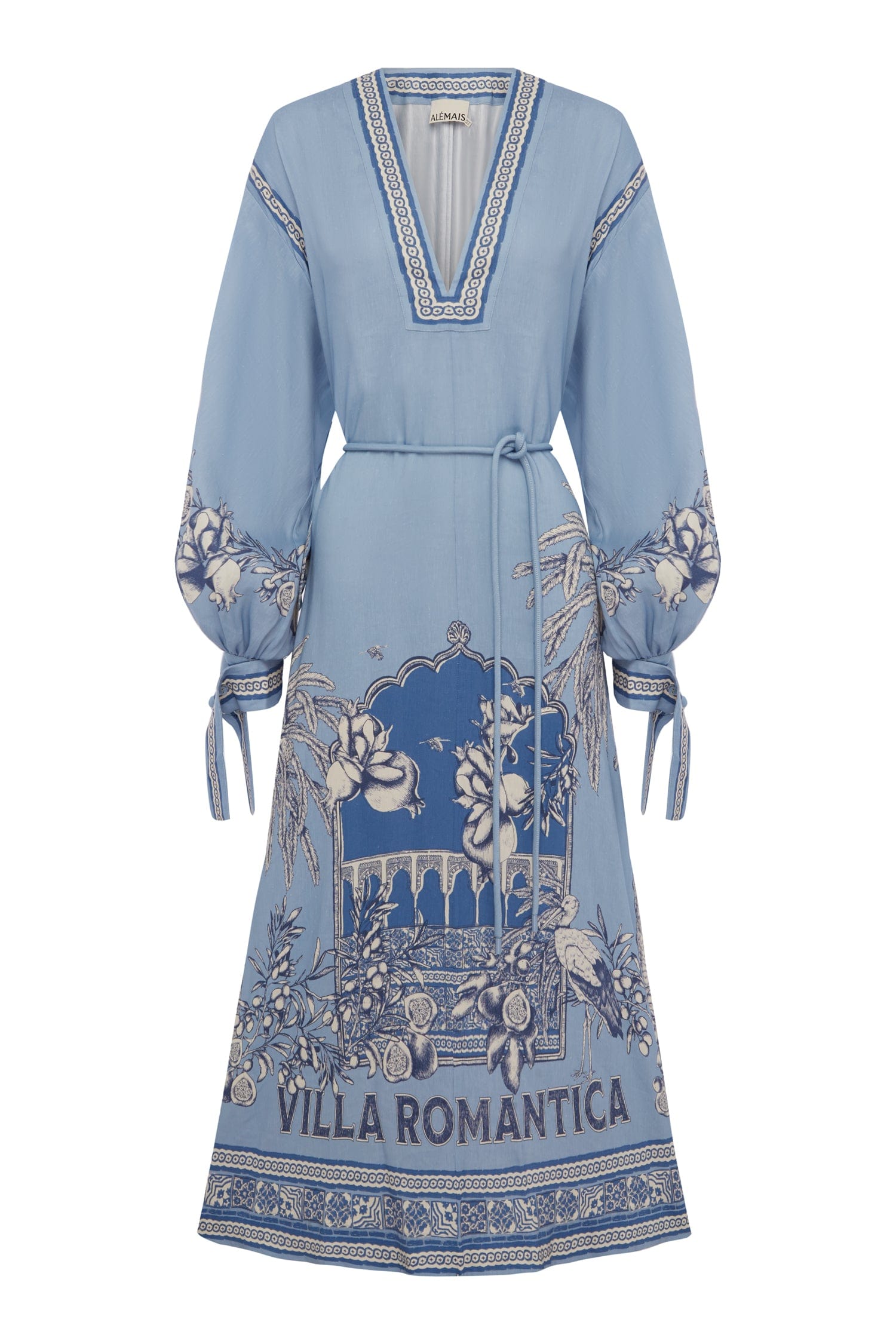 Alémais Villa Romantica Holiday Midi Dress in Blue Floral