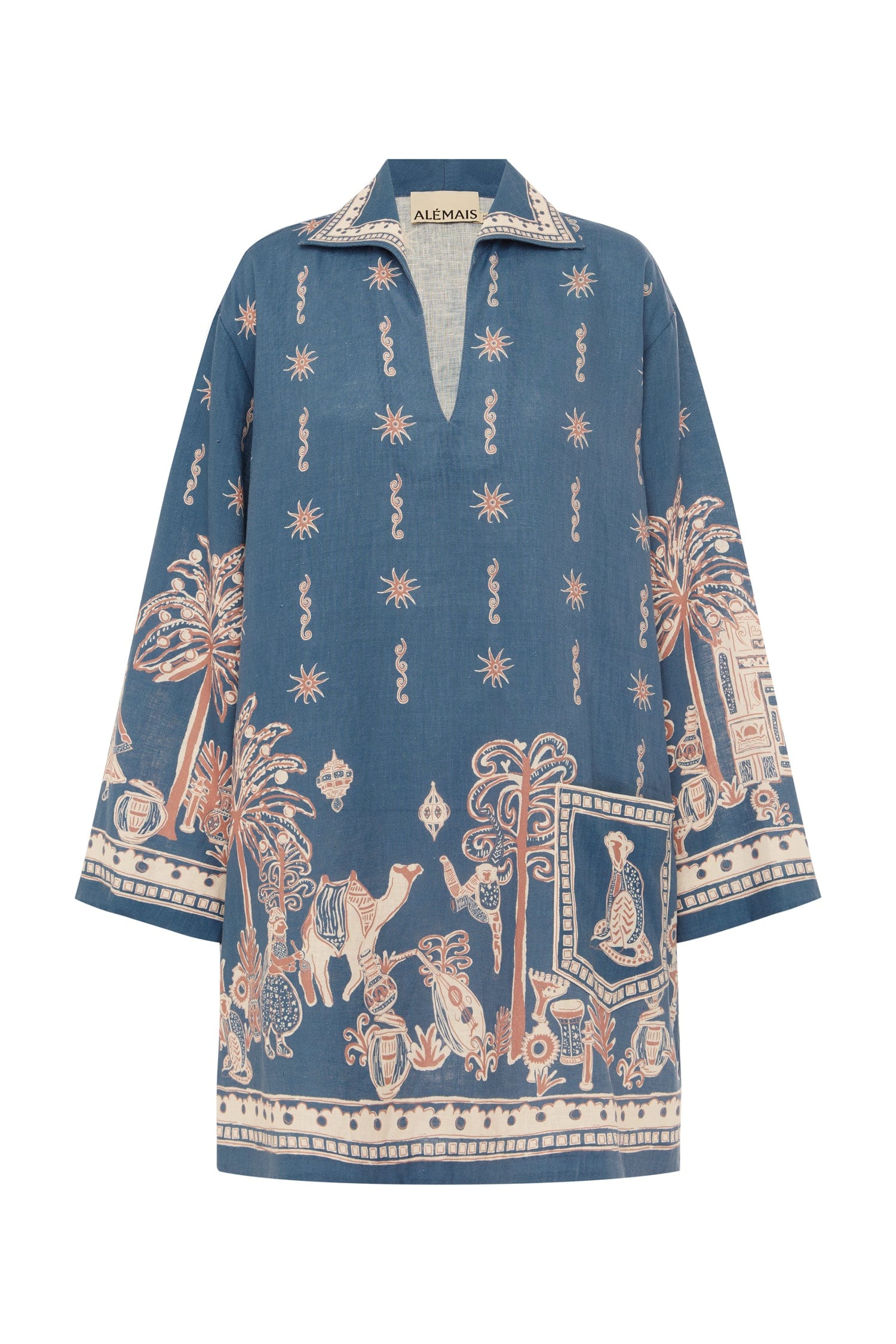 Almais Acacia Long Sleeve Mini Dress Clothing Blue - 8
