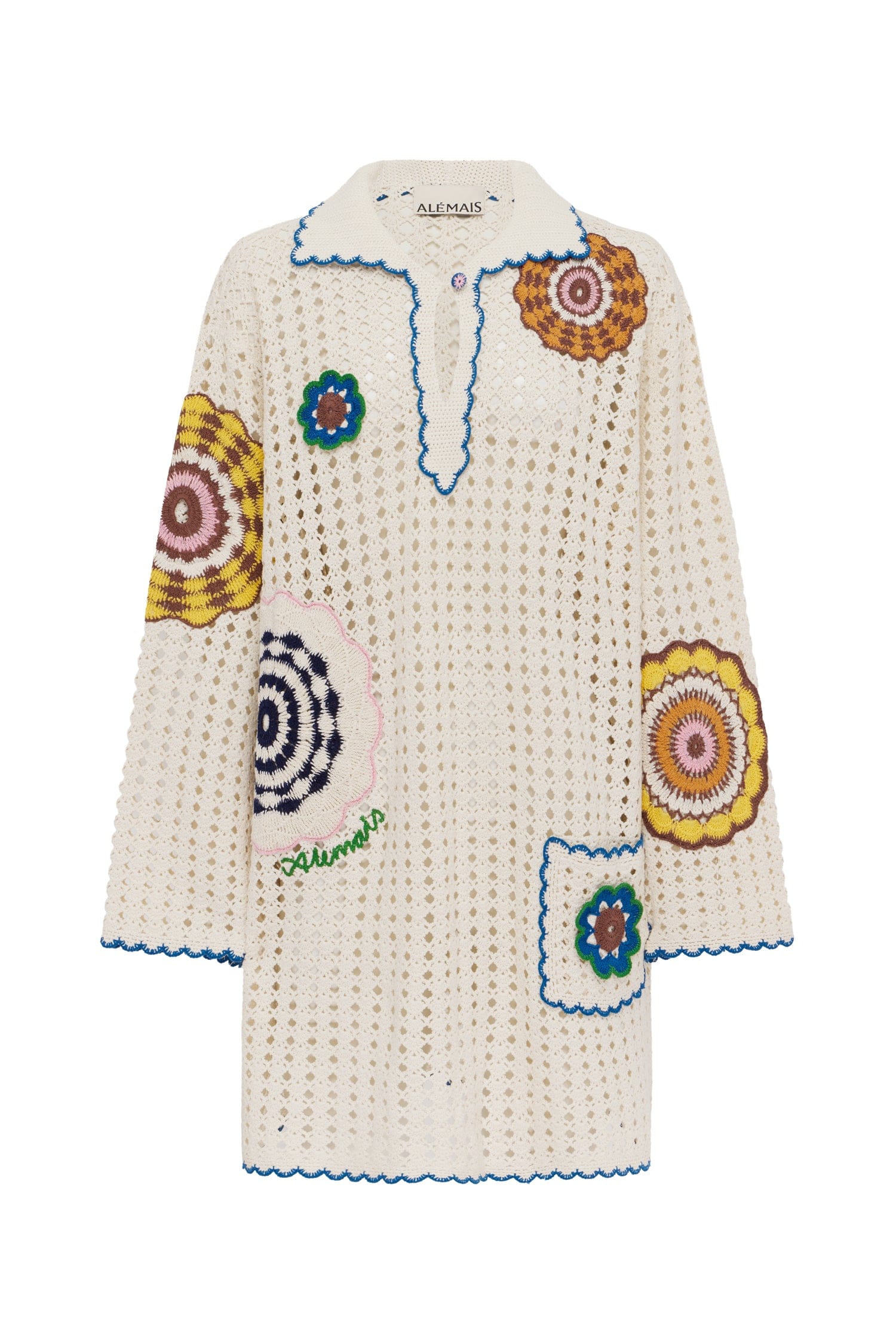 Alémais Elma Cotton Crochet Mini Dress in Cream - Alémais
