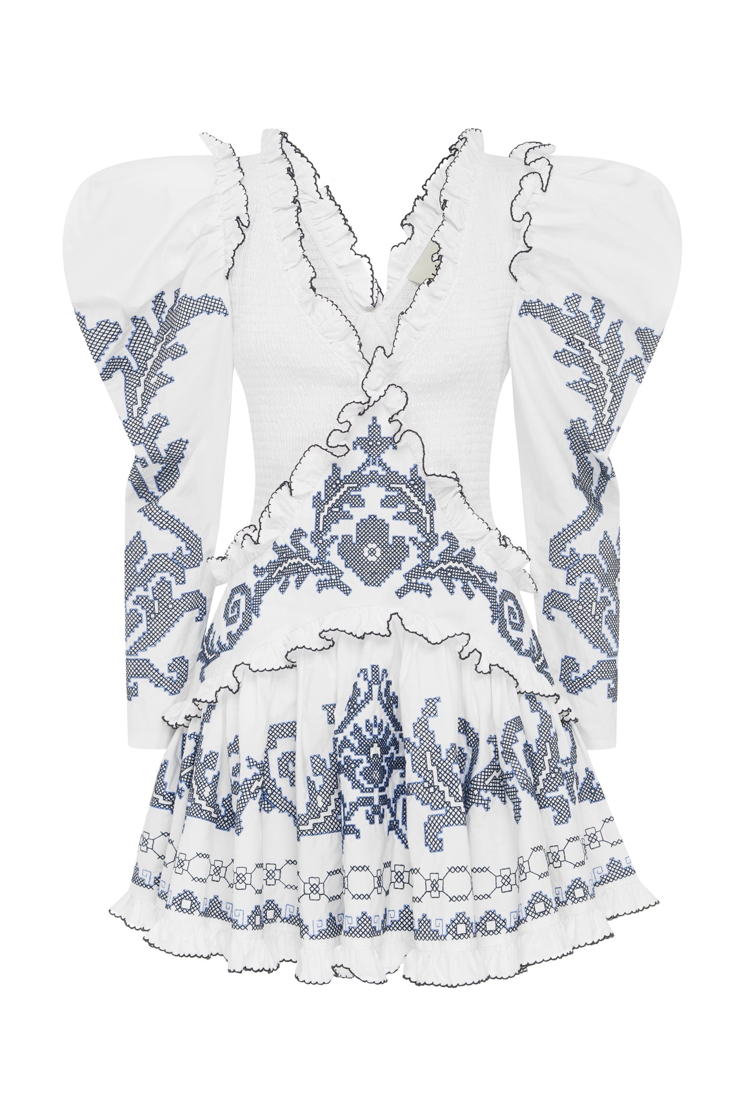 Hazel Embroidered Mini Dress in White - Almais