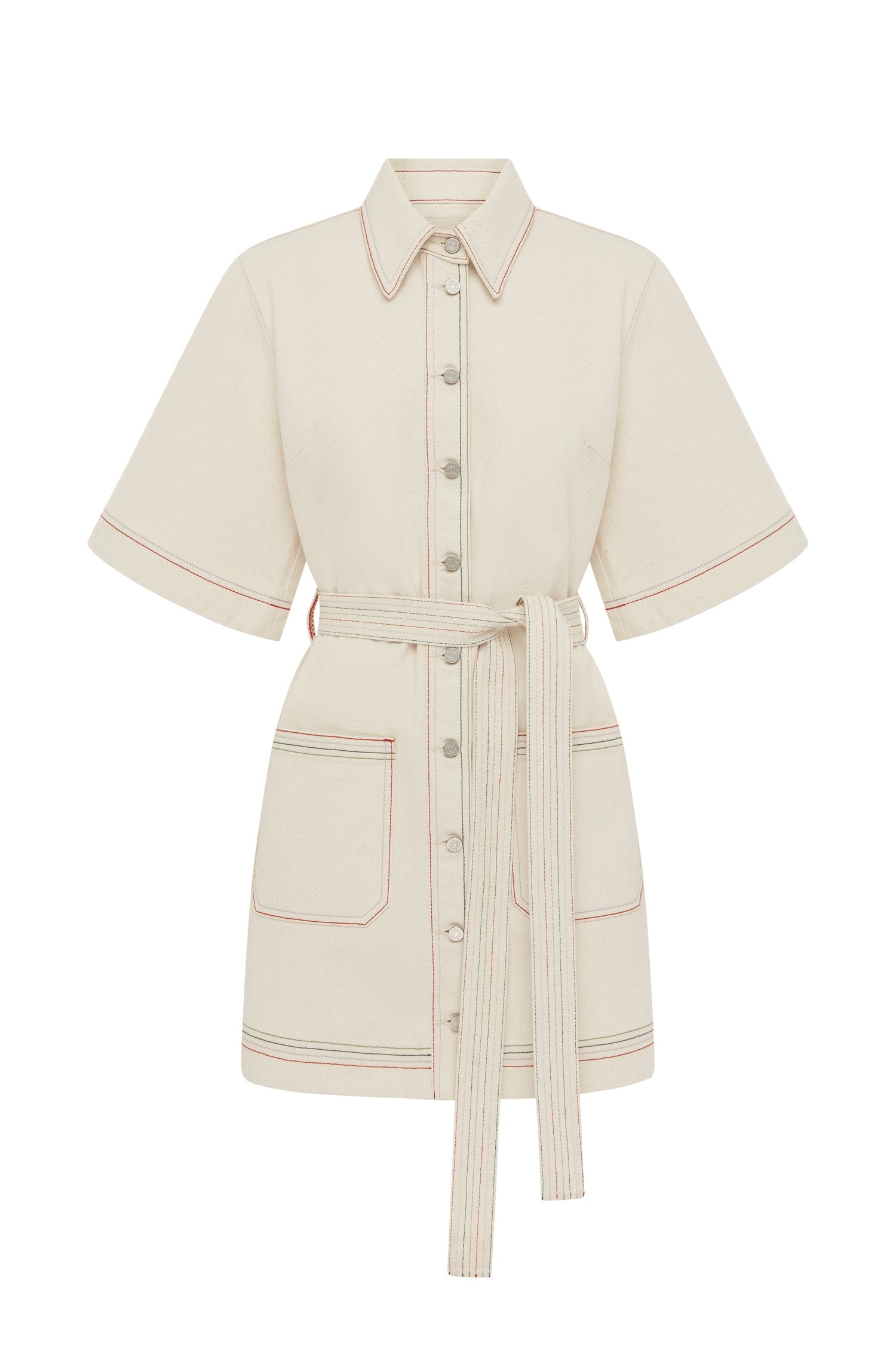 Norma Denim Mini Shirtdress Cream - Almais Official ALEMAIS Norma Denim Mini Shirtdress Cream - Almais Official ALEMAIS