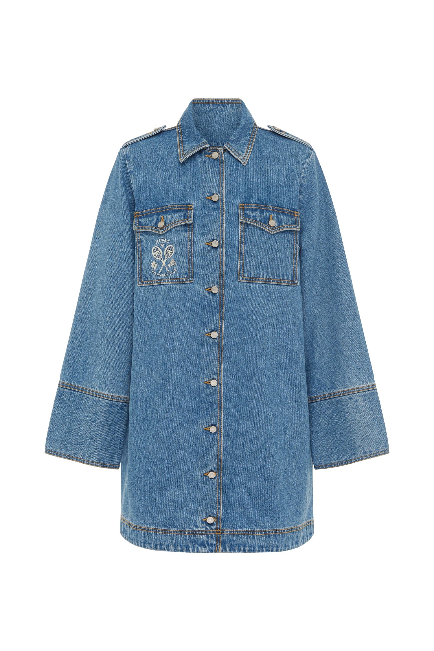 STEPHI DENIM MINI DRESS – ALEMAIS