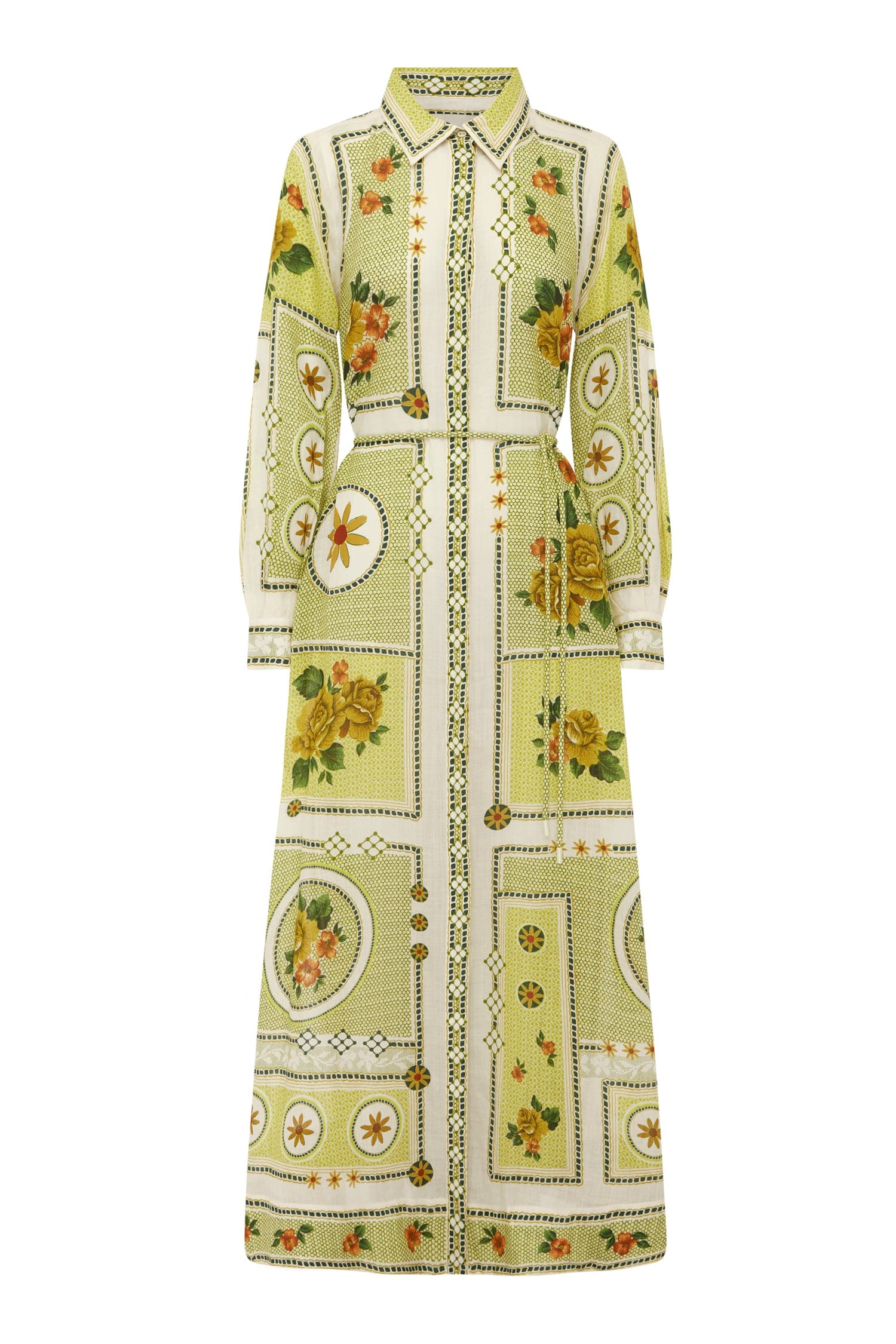 Dixie Shirtdress in Green/Yellow Floral