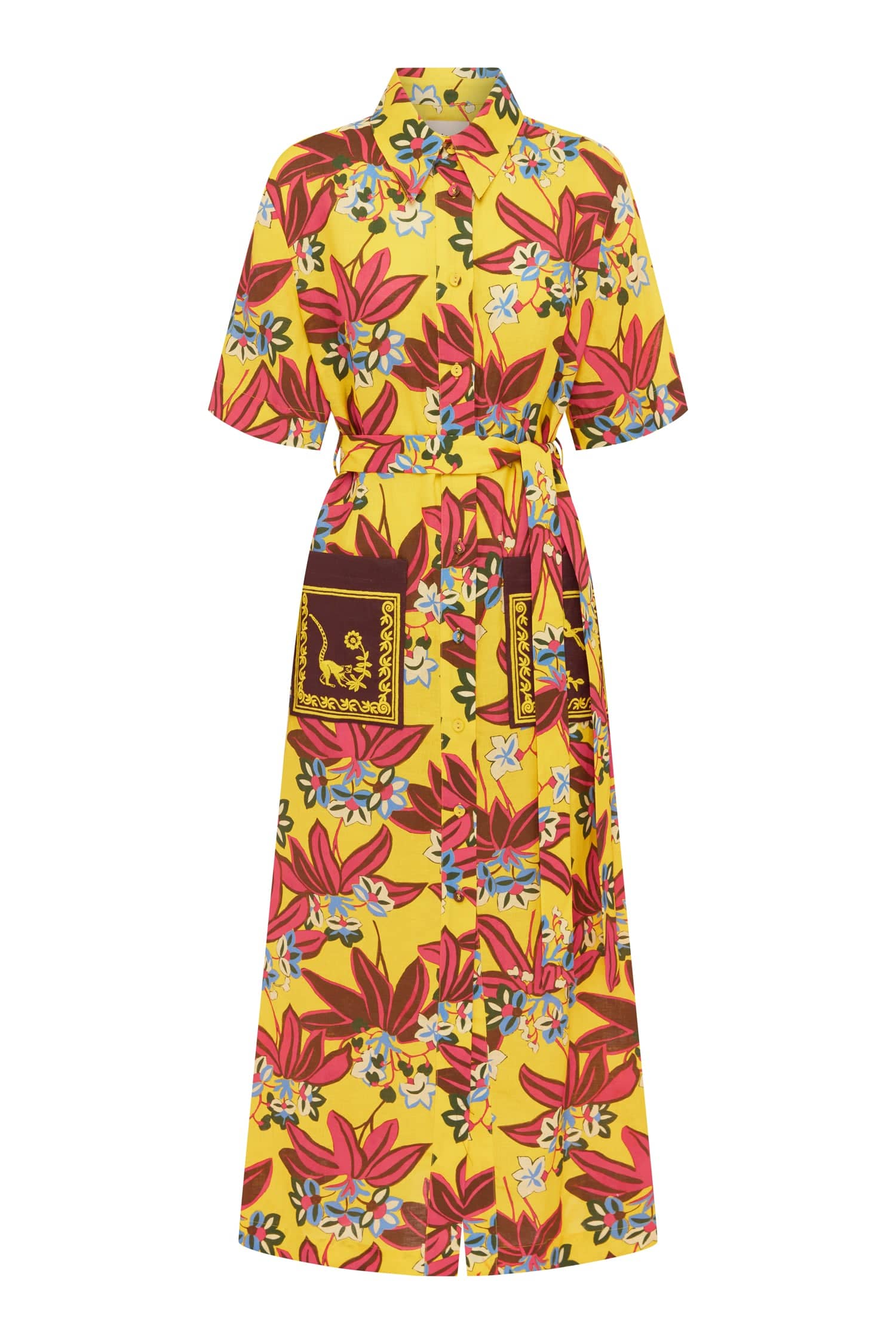 alemais embroidered shirt dress Almais Women's Bisou Embroidered Striped Cotton Poplin Midi-Shirtdress - Stripe