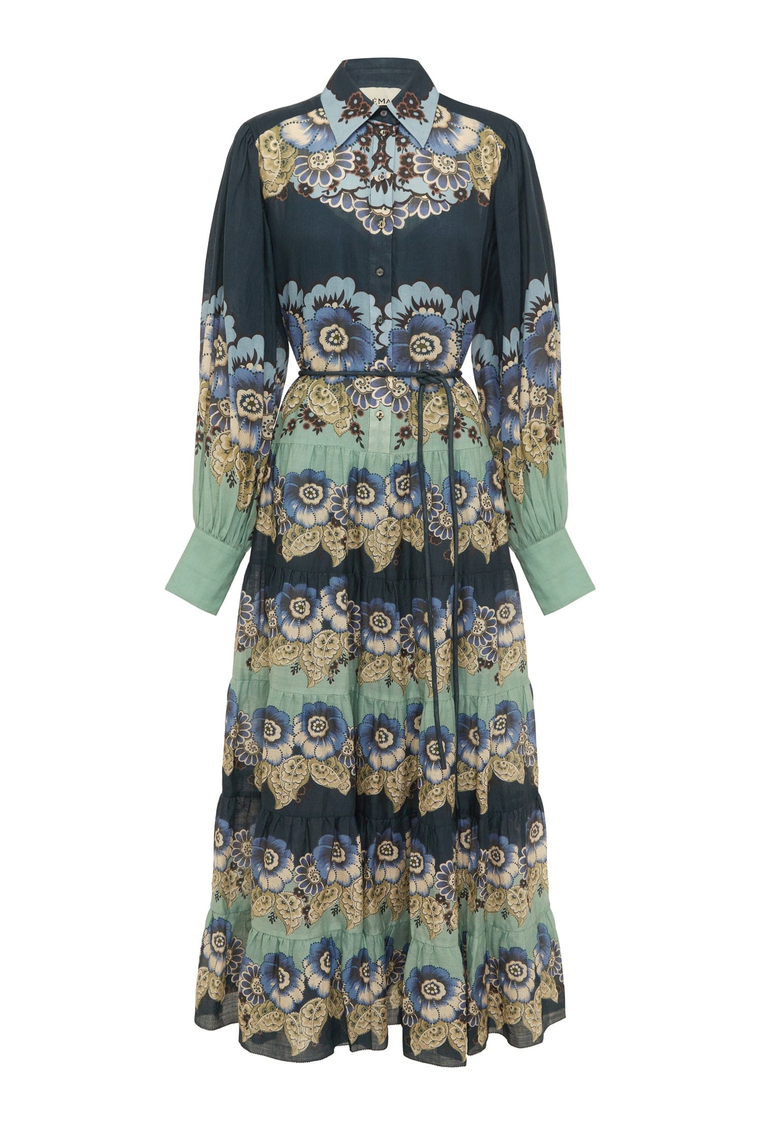 alemais madalena midi dress Almais, Madalena floral ramie Shirt dress, Women, Blue, US 4, Dresses, Cotton