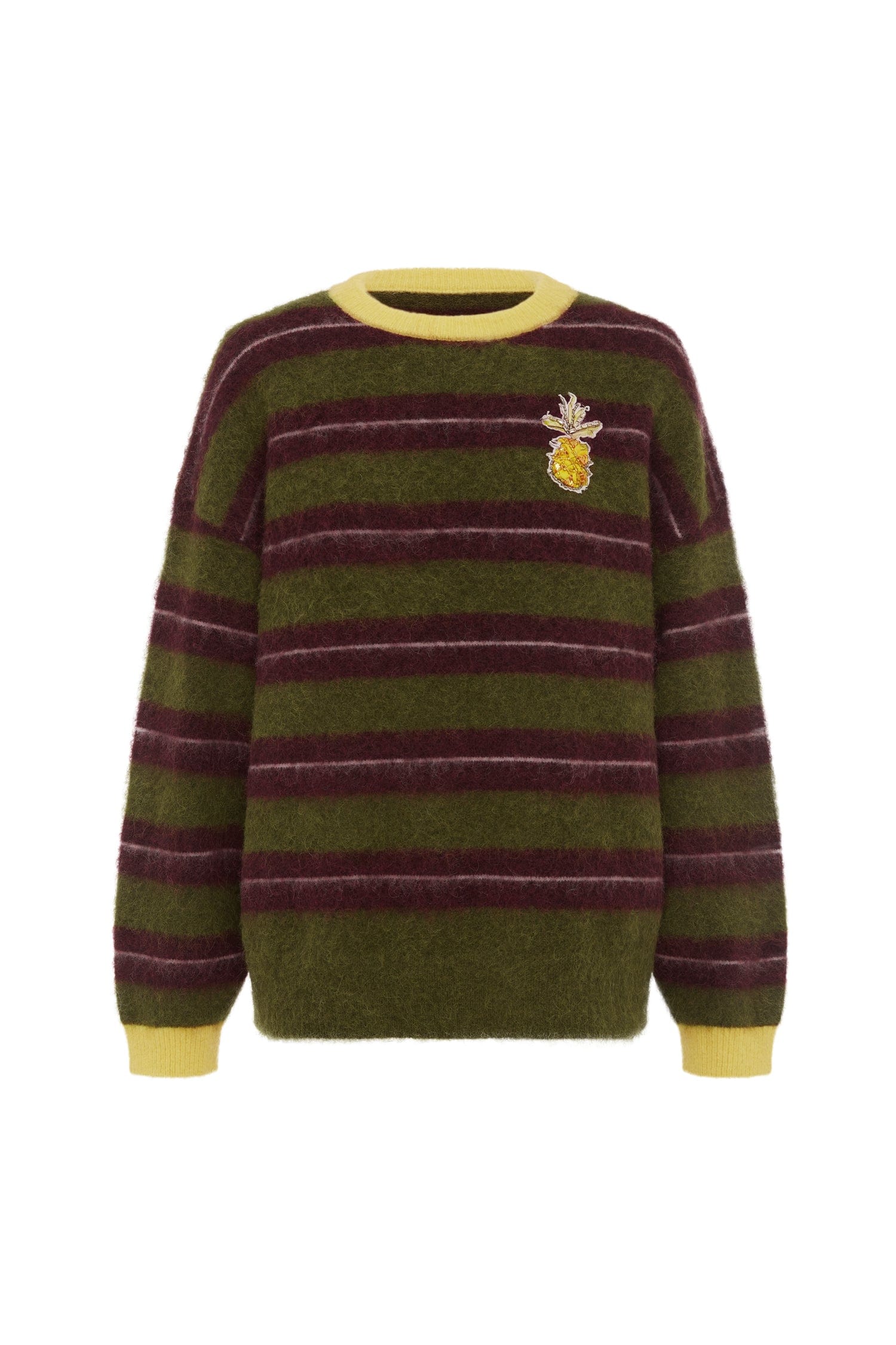 DOMENICA OLIVE STRIPE SWEATER