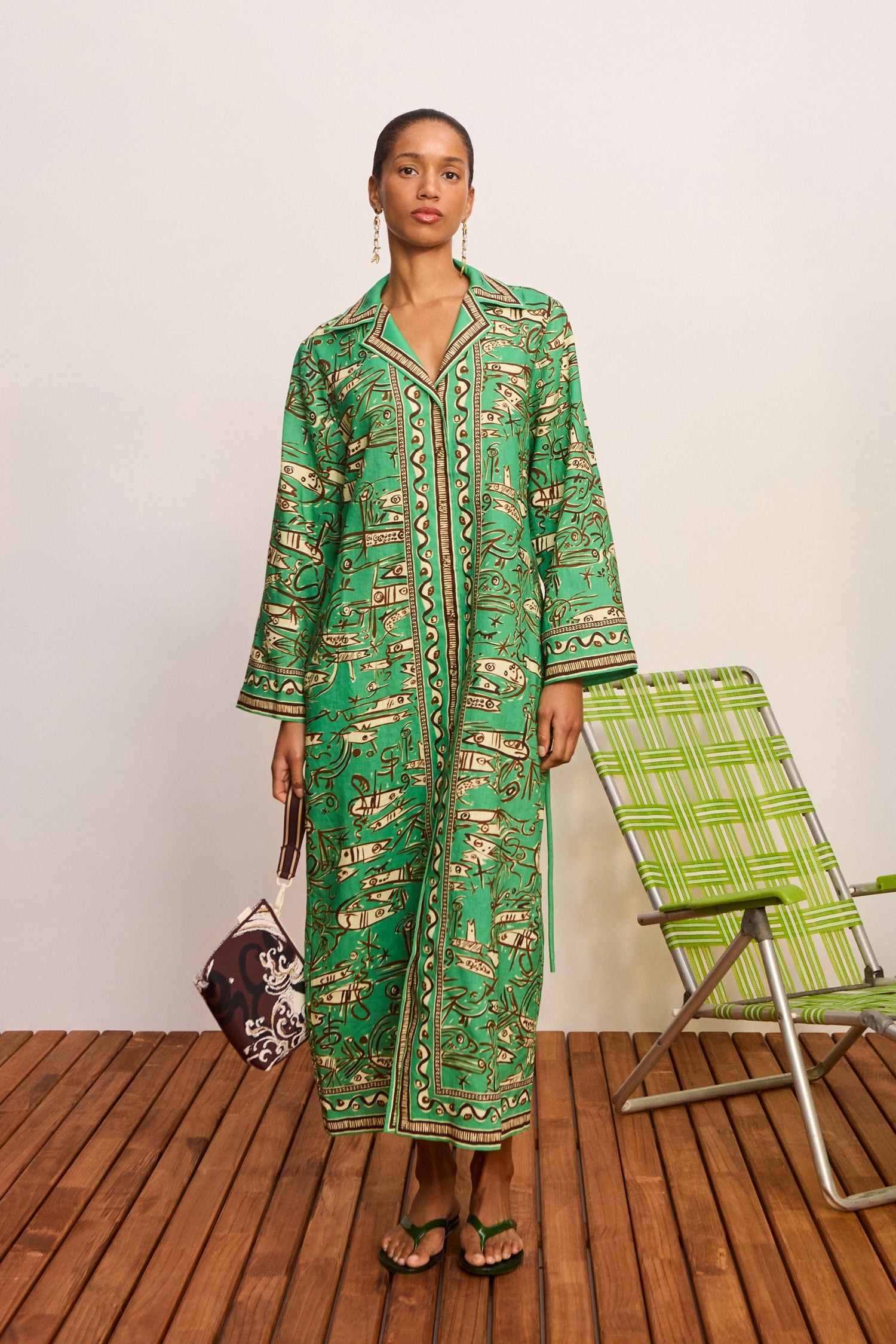green fish dress Alémais Sticks Linen Shirt in 8 AU/UK (4 US) Cotton maxi dress