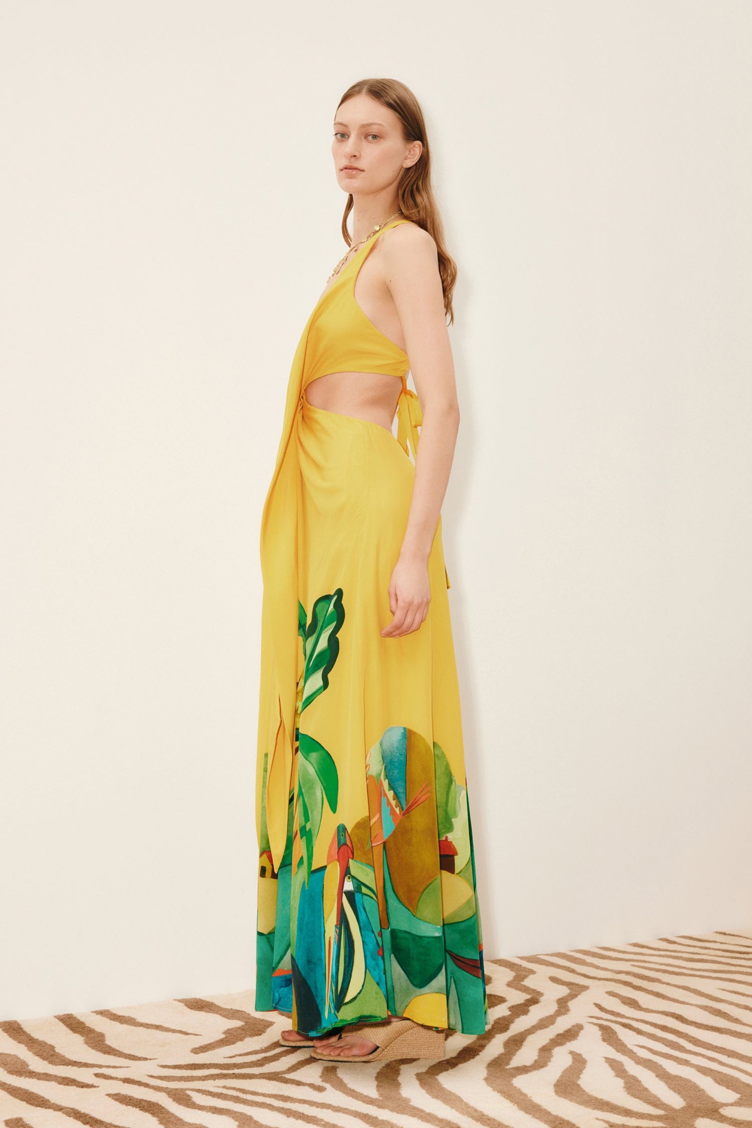 MOKSHINI SILK CUT OUT MIDI DRESS