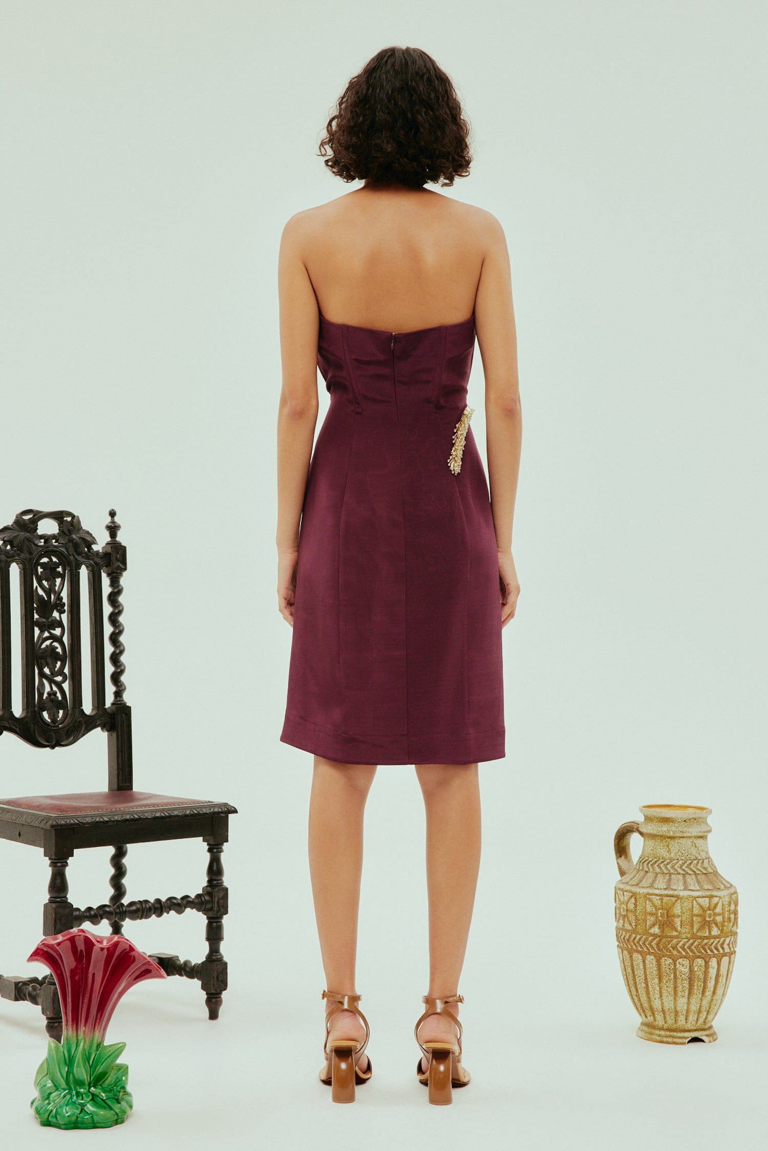 knee length dresses for ladies Amsale Sequin Strapless Cocktail Dress in Cerise at Nordstrom, Size 10