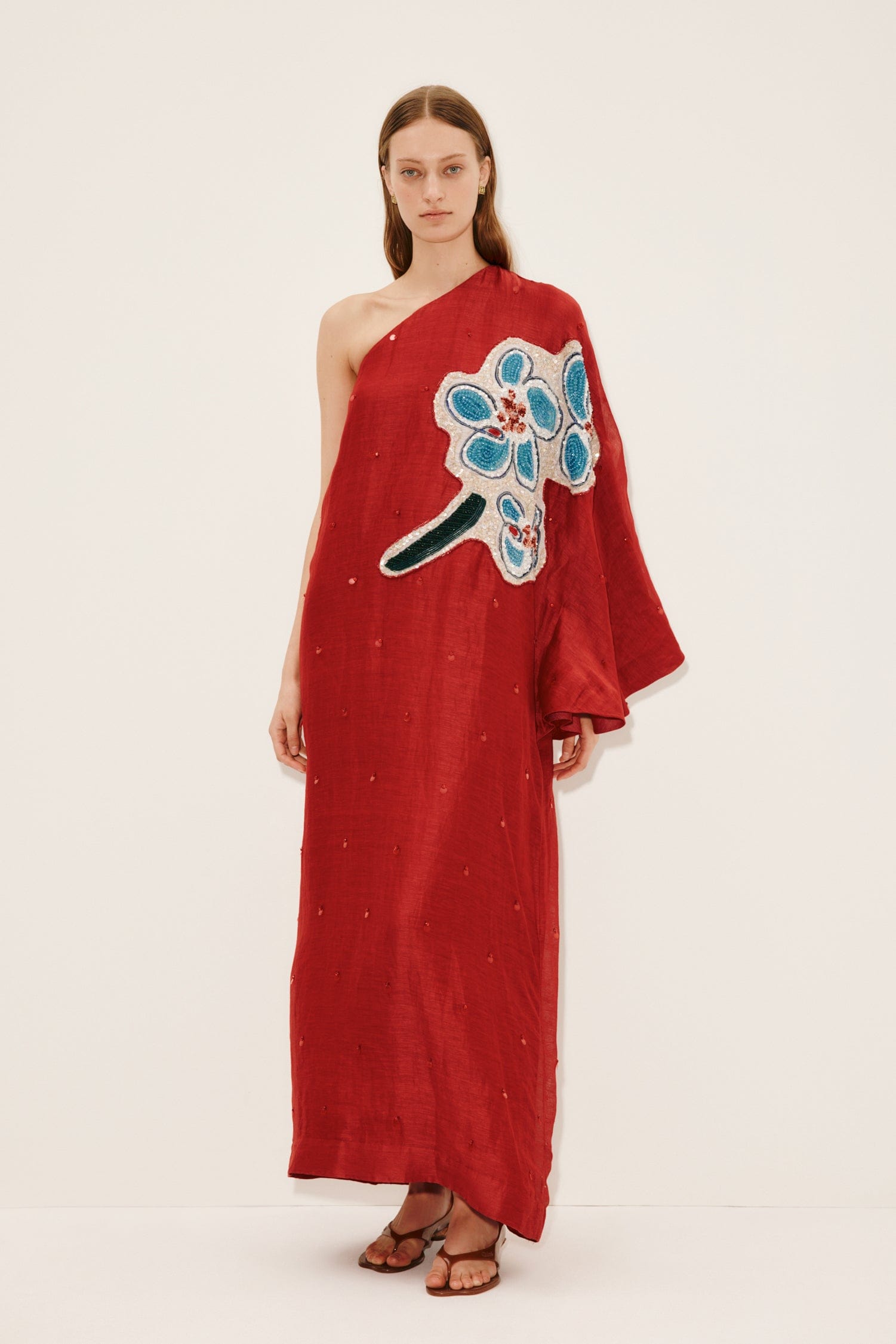 strapless open back dress Alemais Hearts Embroidered Midi Dress Print Size AU 16 main image 0