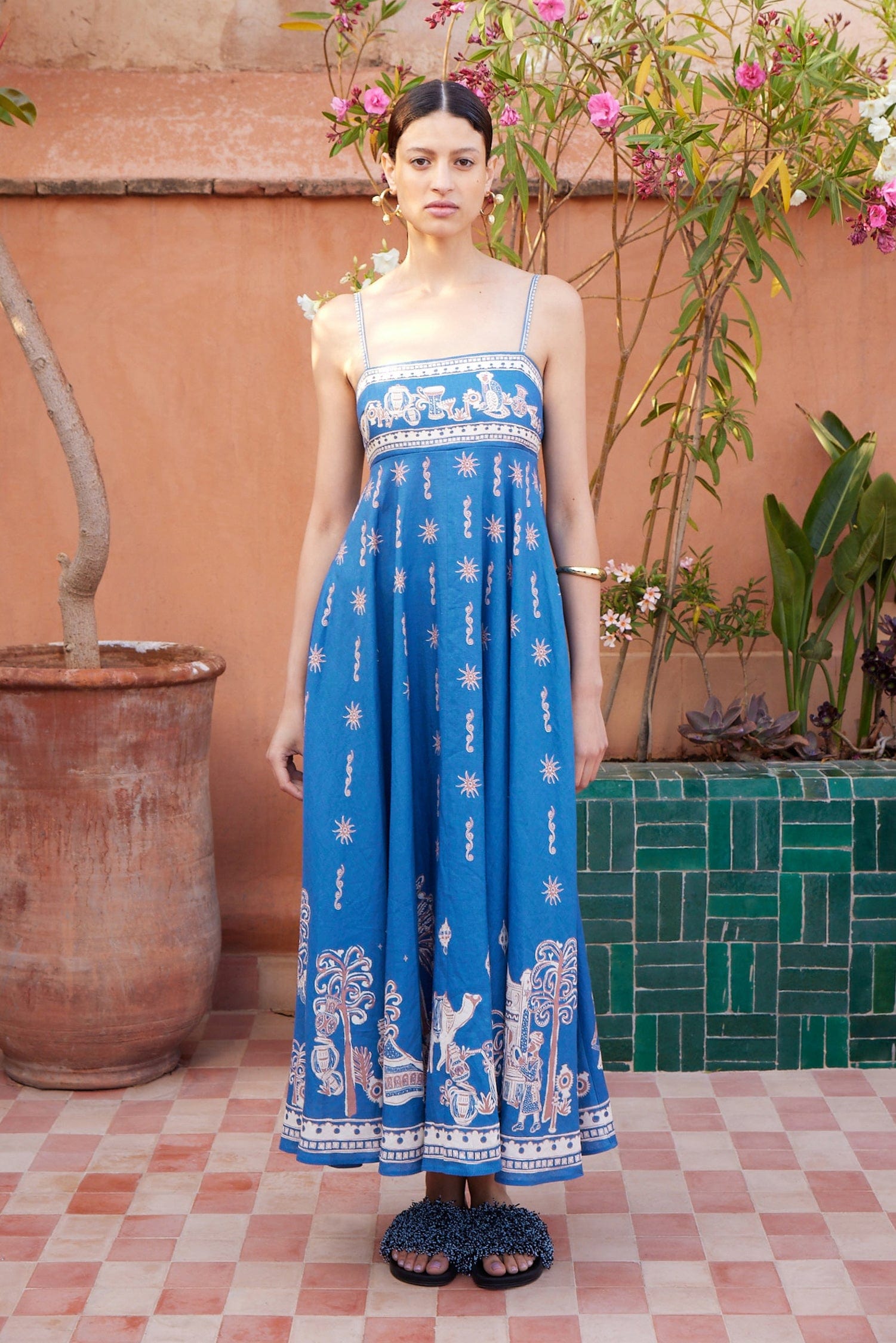 Alemais Blue Linen Casual Dress