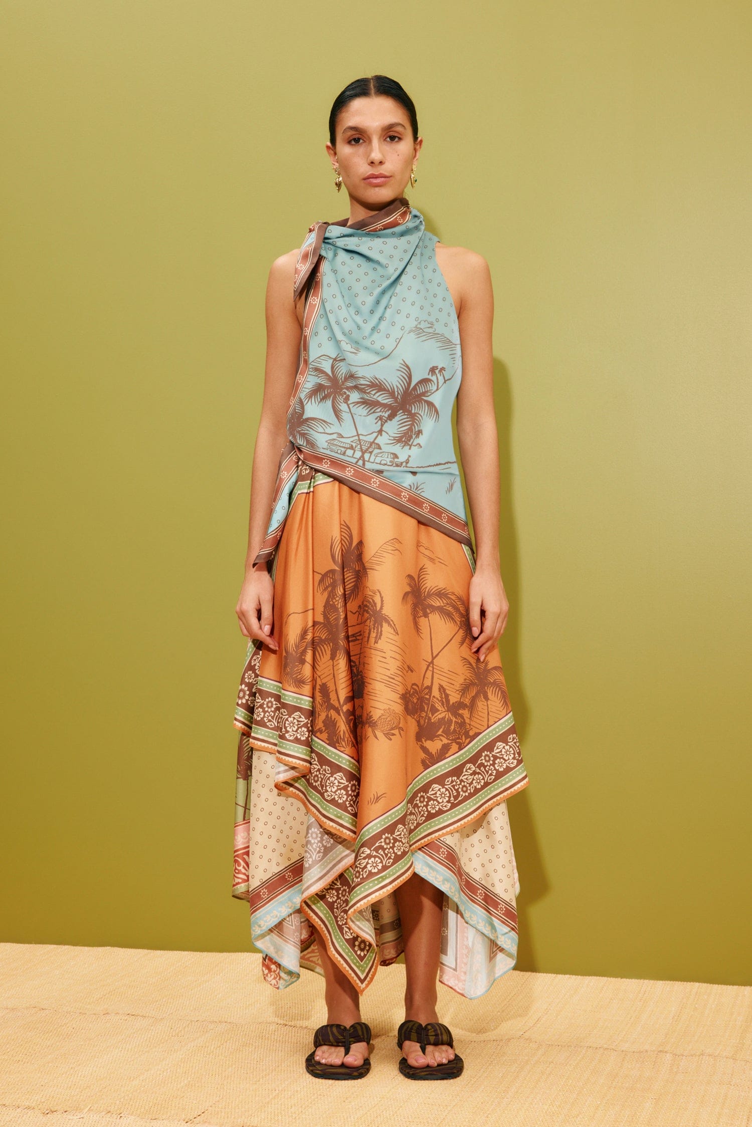 Alberta Silk Scarf Midi Dress - Almais Official