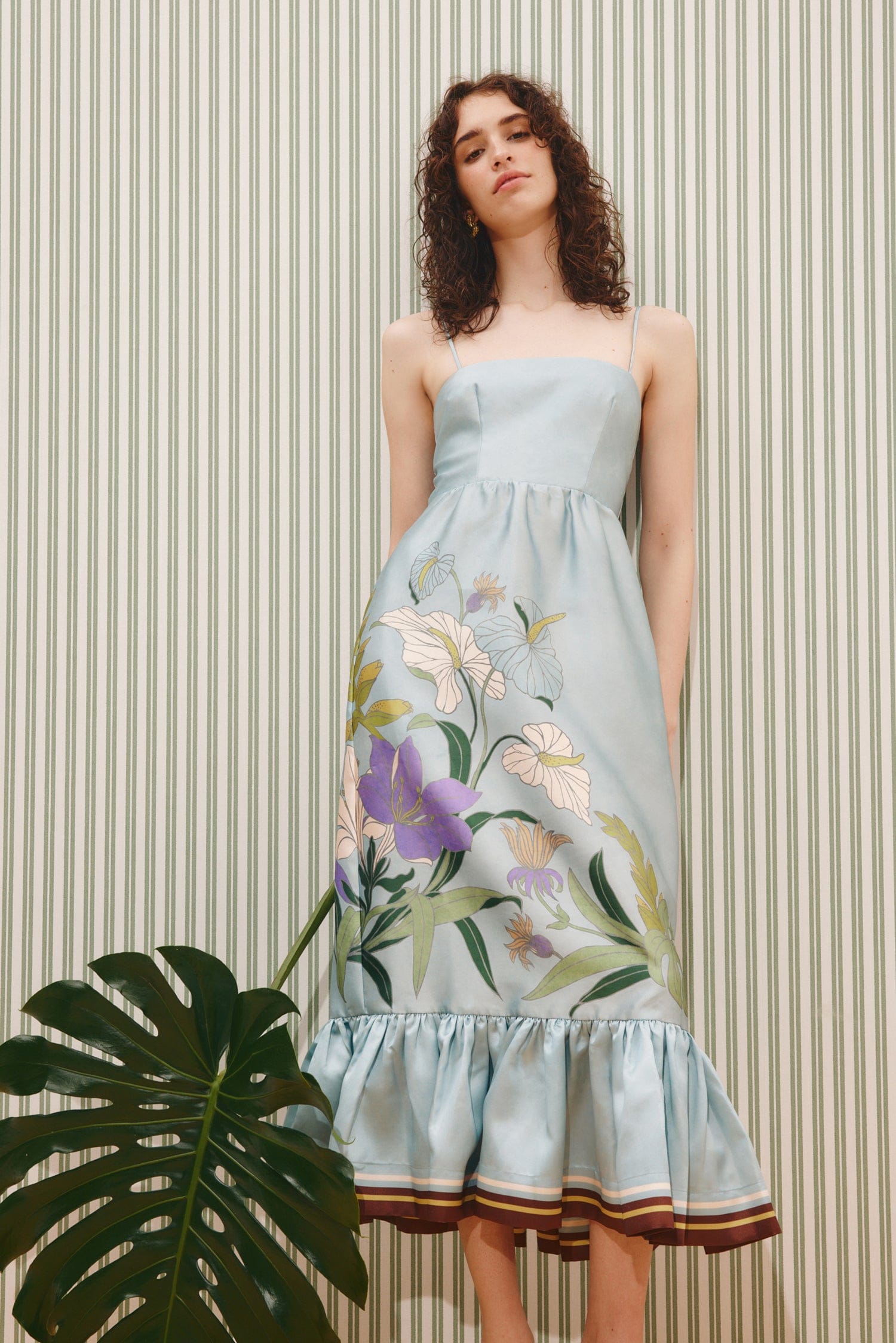 Alfie Midi Dress in Blue Floral