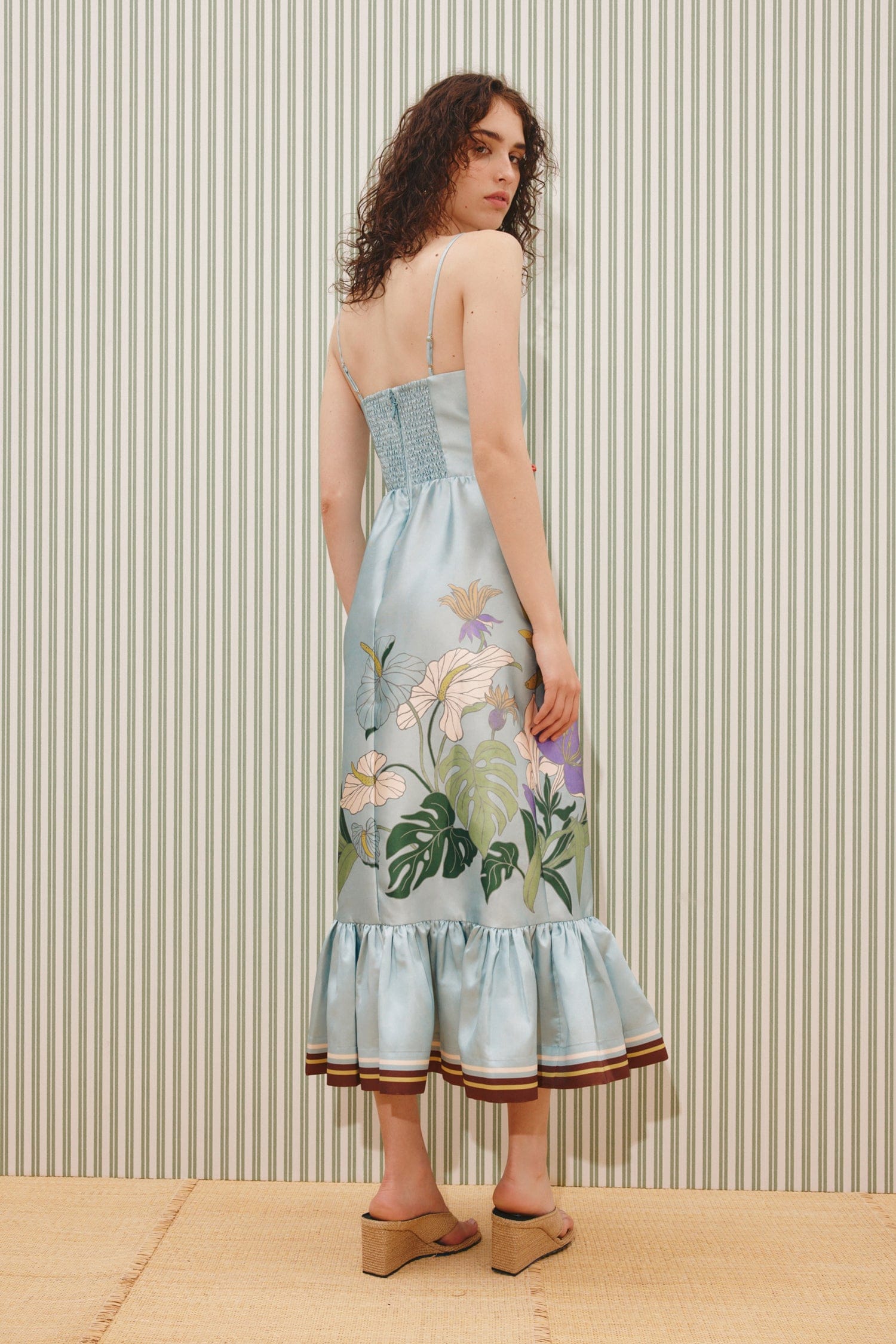 Alémais, Alfie floral Midi dress, Women, Blue, US 12, Dresses, Materialmix