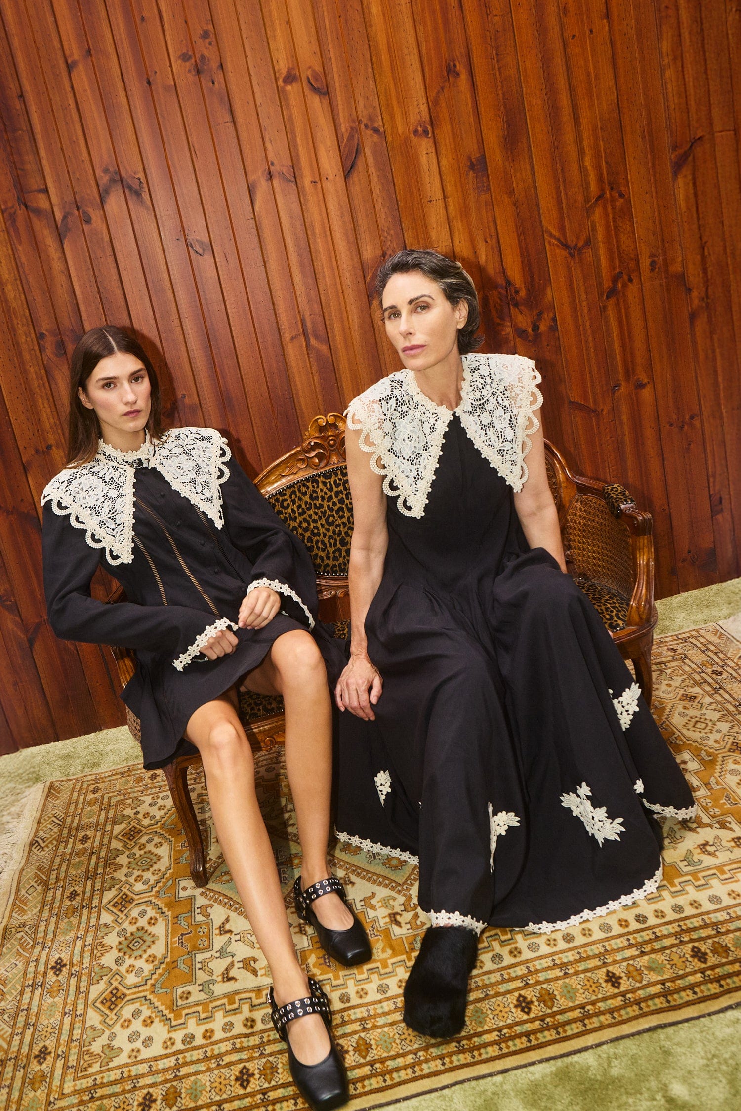 APOLLONIA LINEN-BLEND EMBROIDERED MIDI DRESS IN BLACK