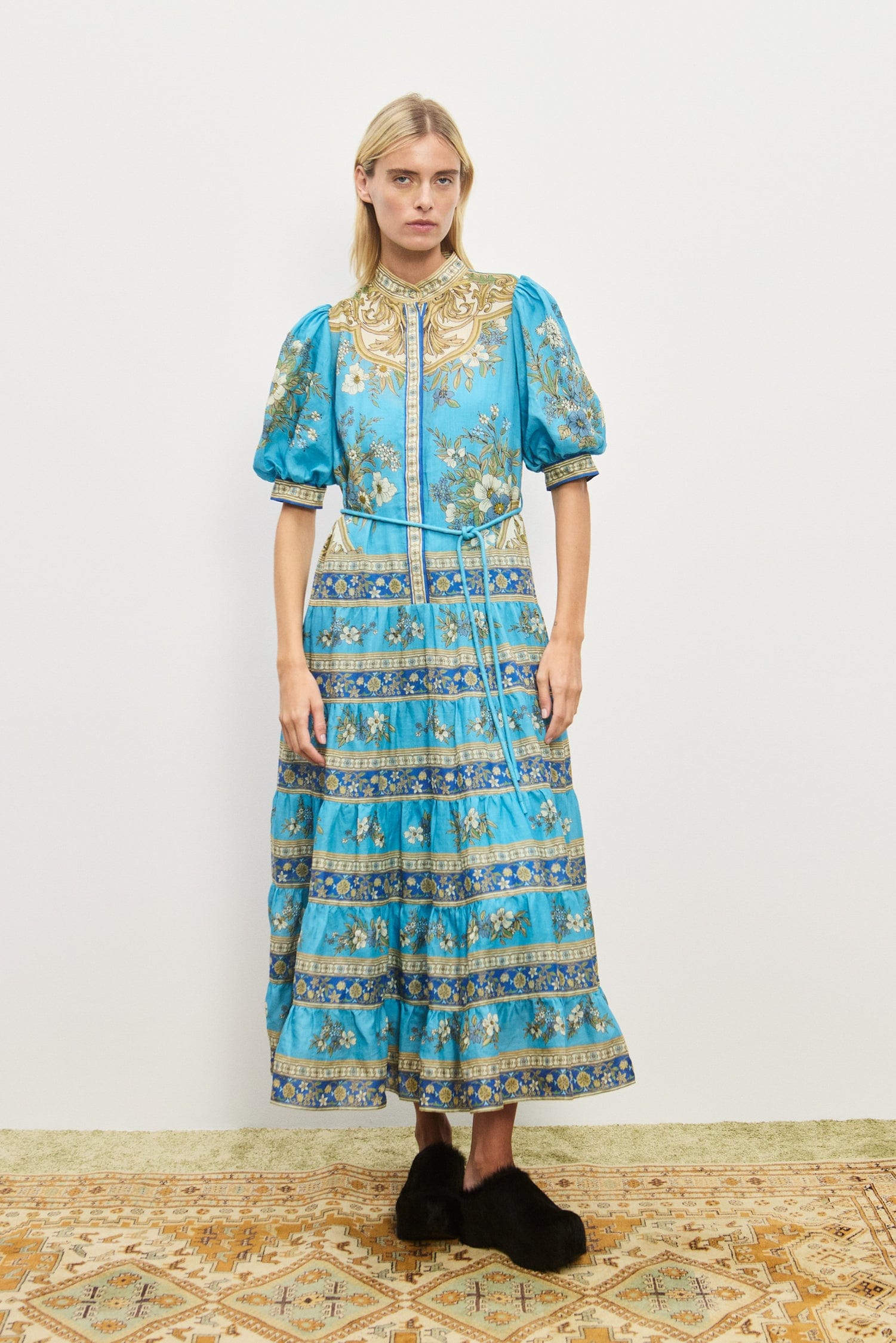 Alémais CASSIE TIERED MIDI DRESS IN BLUE FLORAL 8 AU/UK (4 US)
