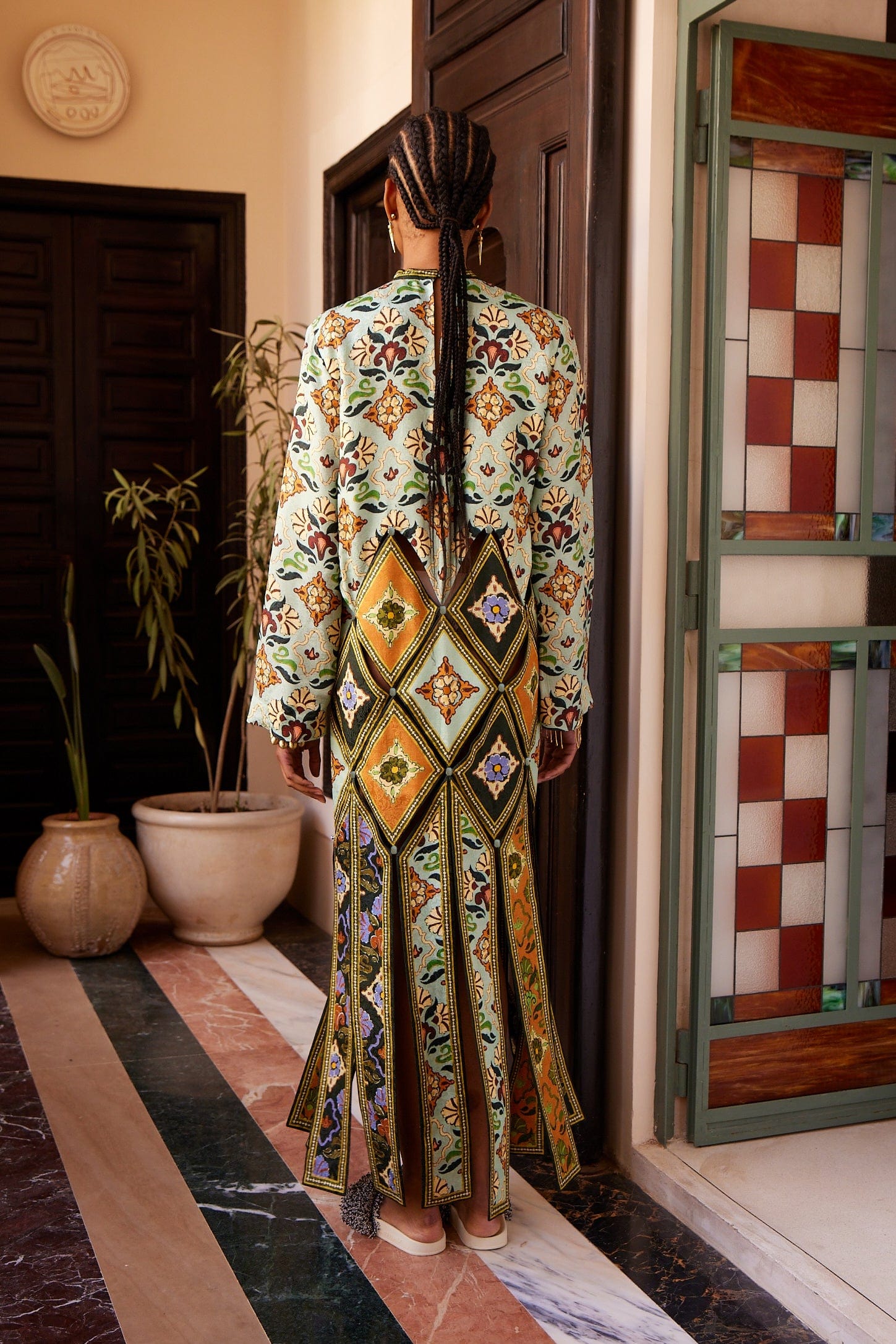 CECE SPLICED MIDI DRESS