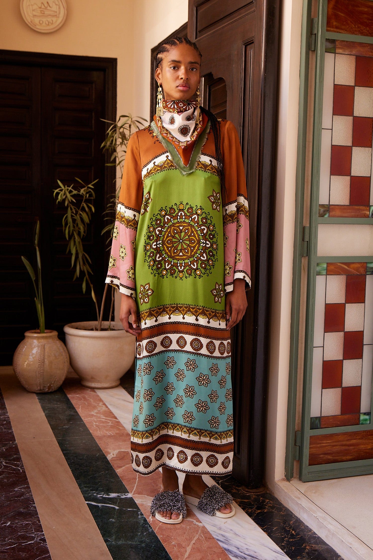 ALÉMAIS Contina Printed Silk Midi Dress