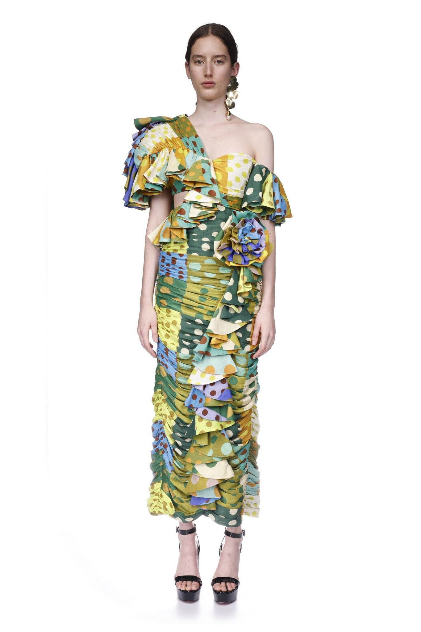 DIONE RUFFLE MIDI DRESS – ALEMAIS