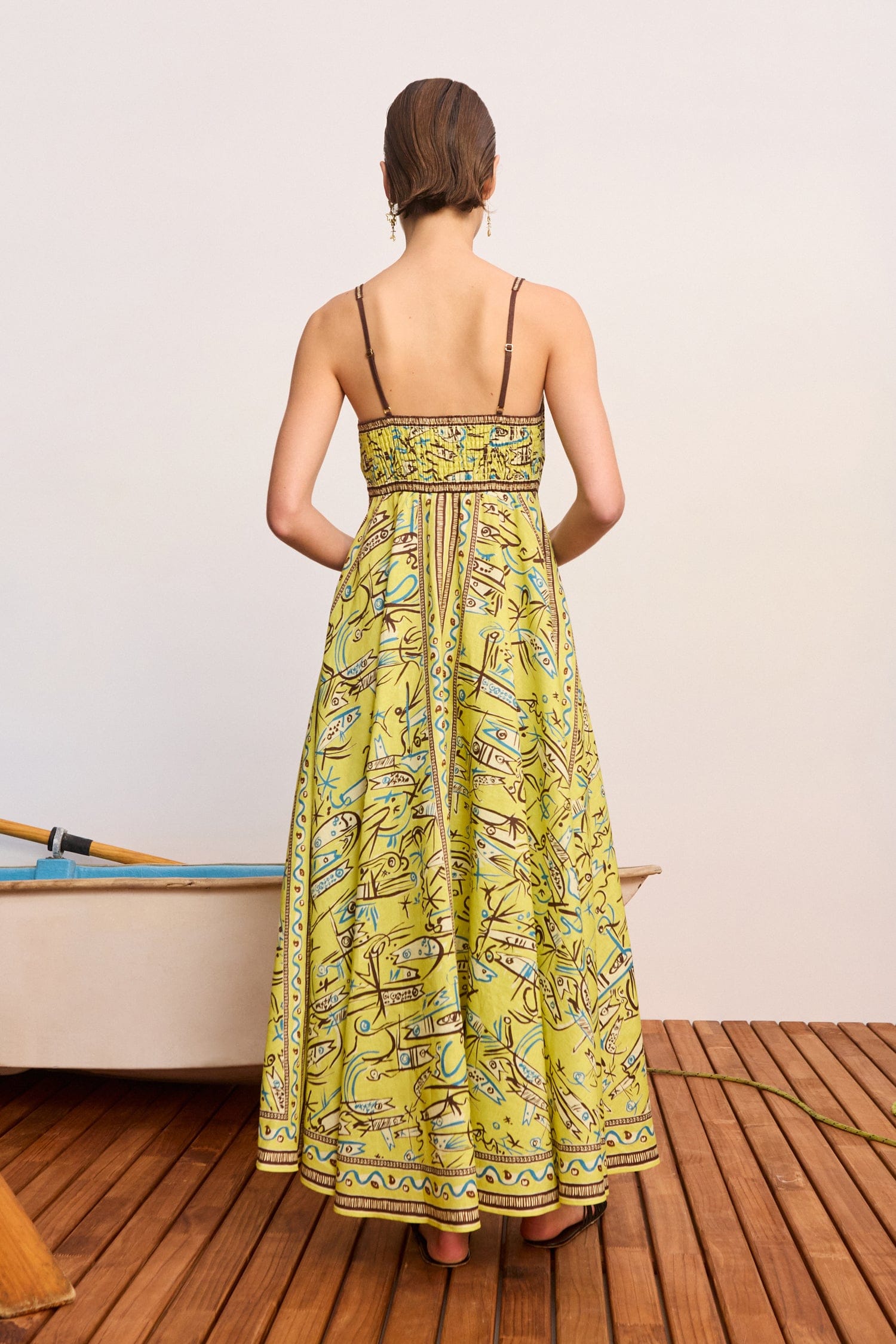 Fish Sticks Linen Sundress in Yellow