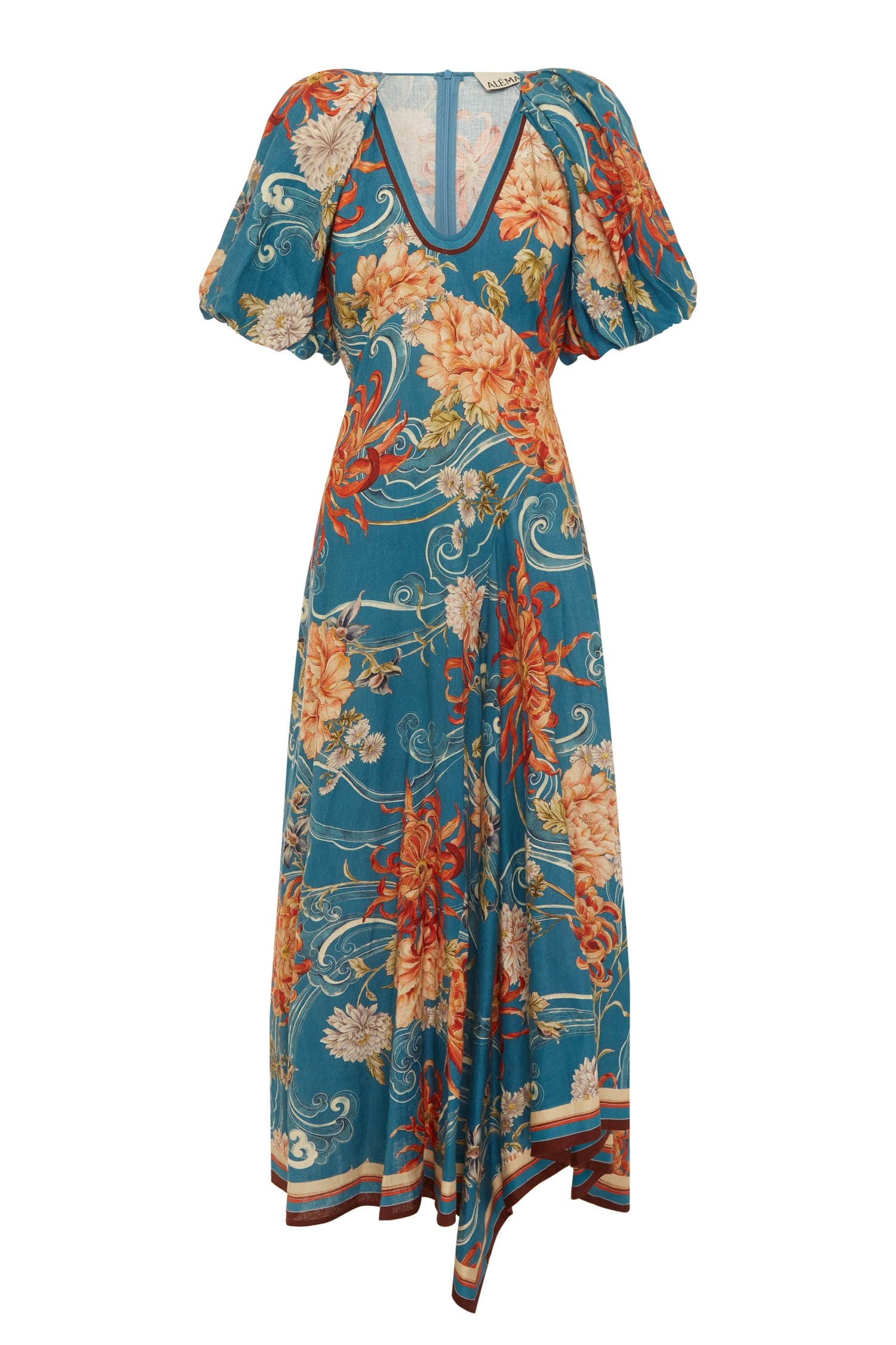 送料関税込み★Alemais★Avery フローラル リネン ミディドレス ALEMAIS Avery Midi Dress | Green | FARFETCH