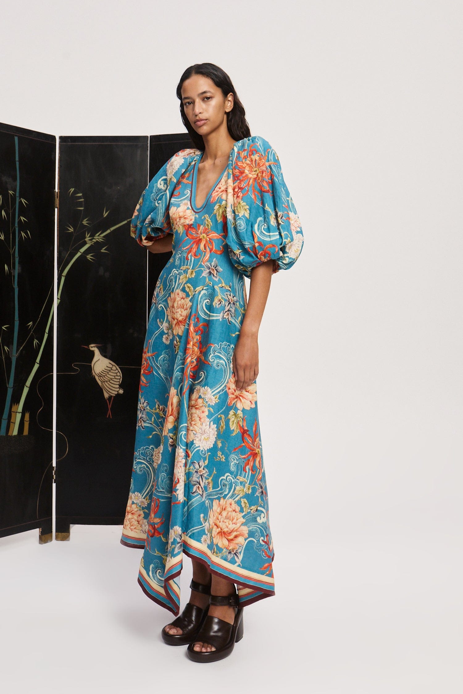 alemais effie puff sleeve midi dress FLETCHER MIDI DRESS