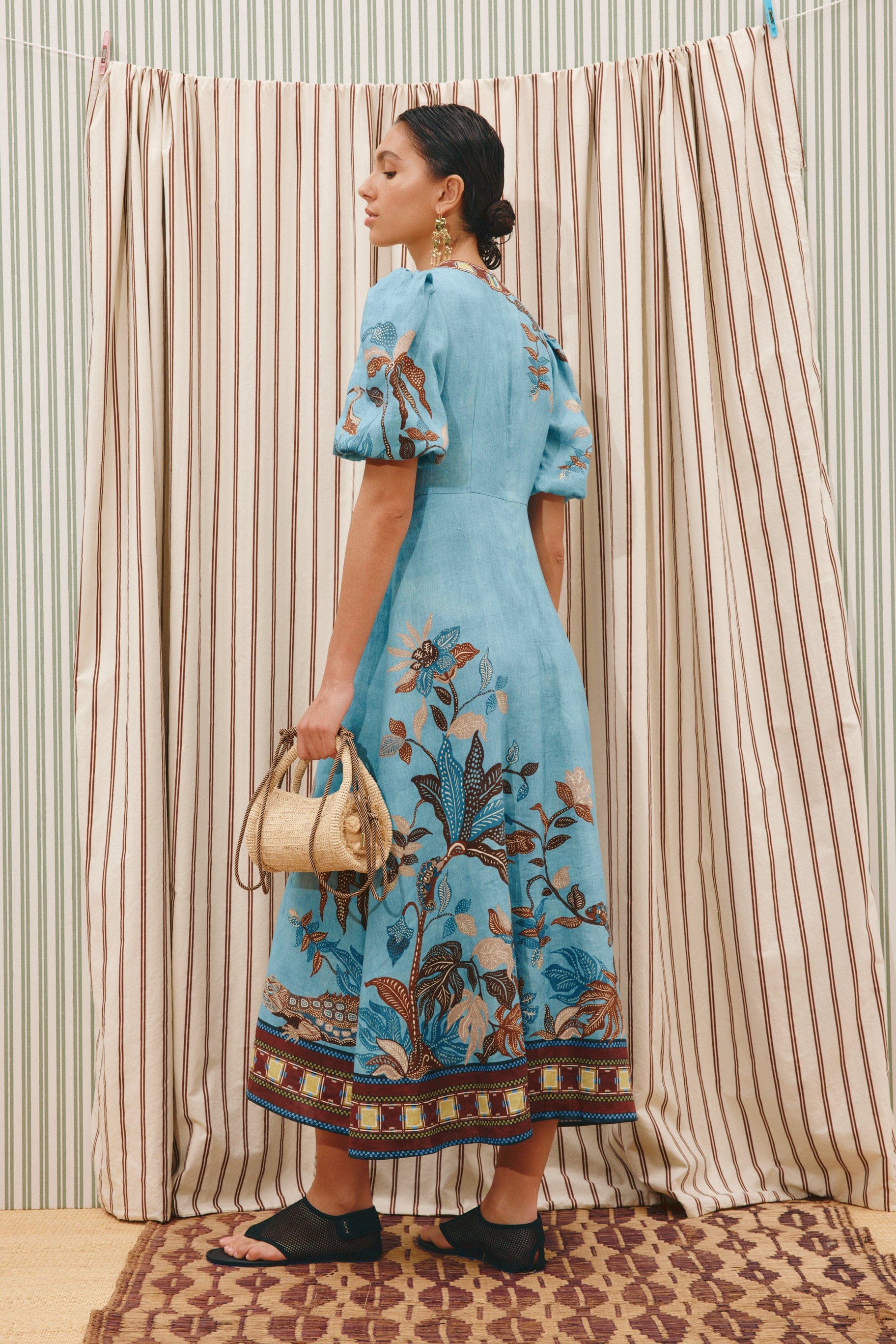 Georgie Midi Dress in Blue Floral