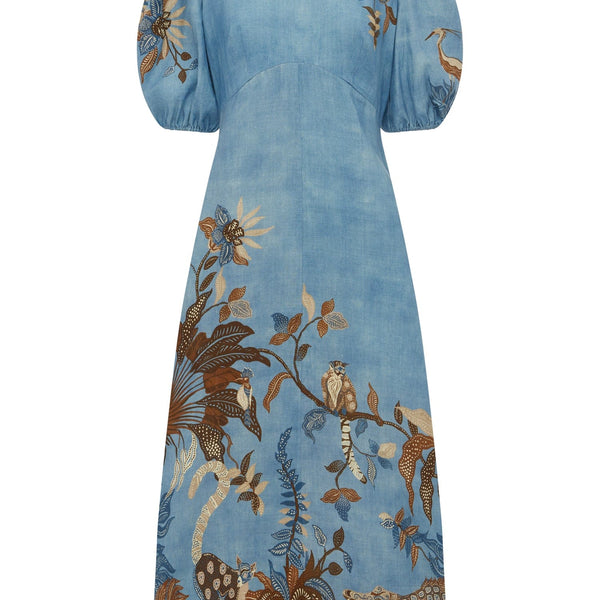 Georgie Midi Dress in Blue Floral