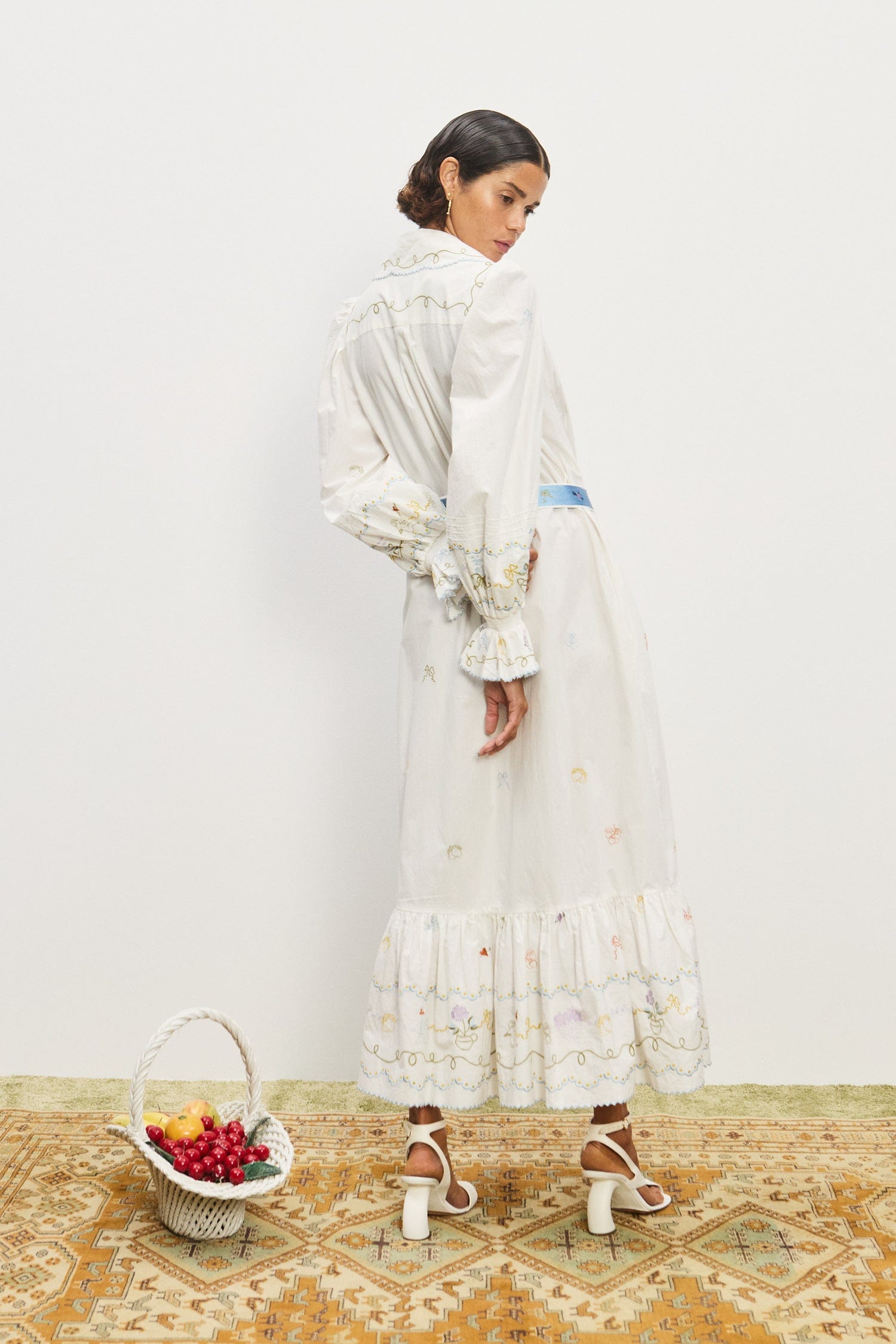 alemais white embroidered midi dress Almais Bobby Cotton V-Neck Embroidered Midi Dress in White 6 AU/UK (2 US)