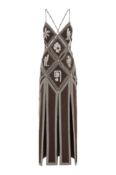 ALÉMAIS Leandra Corded Slip Midi Dress 8 AU/UK (4 US)