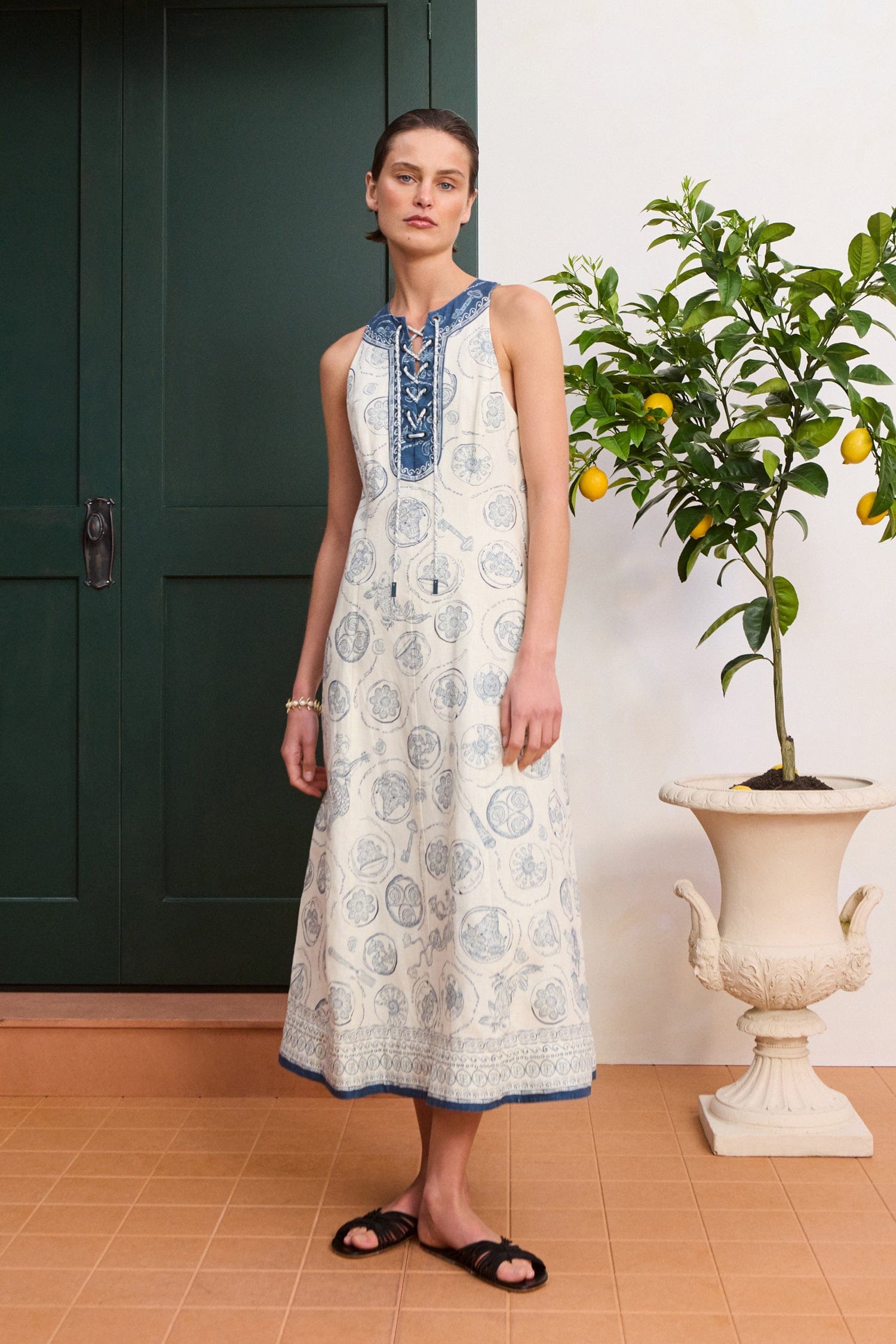knee length dresses for ladies Nediva Lace-Up Midi Dress – Haute & Rebellious main image 0