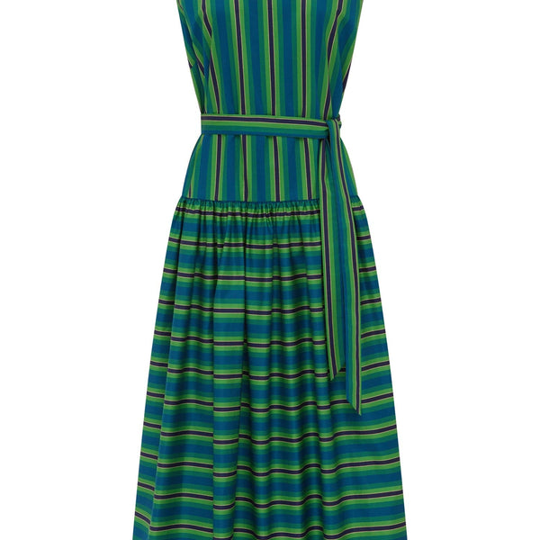 Almais Margo Midi Dress in Blue/Green Stripe - Almais 10 AU/UK (6 US) Almais Margo Midi Dress in Blue/Green Stripe - Almais 10 AU/UK (6 US)