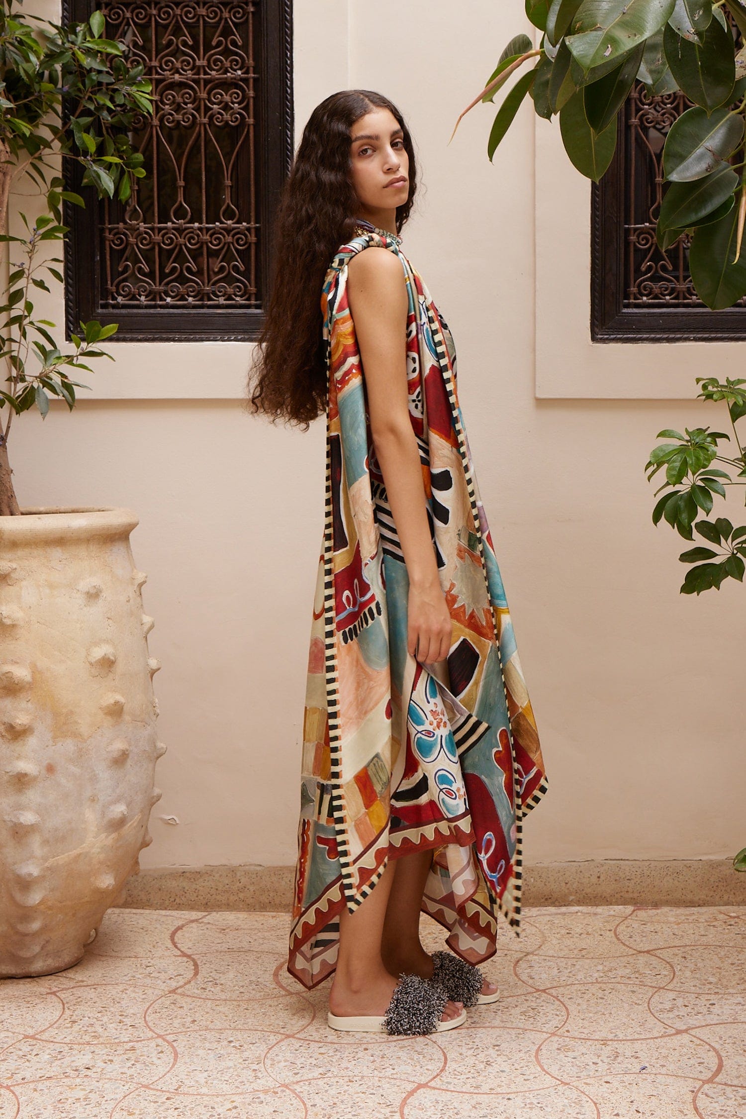 MICHELLE SCARF SILK MIDI DRESS MICHELLE SCARF SILK MIDI DRESS