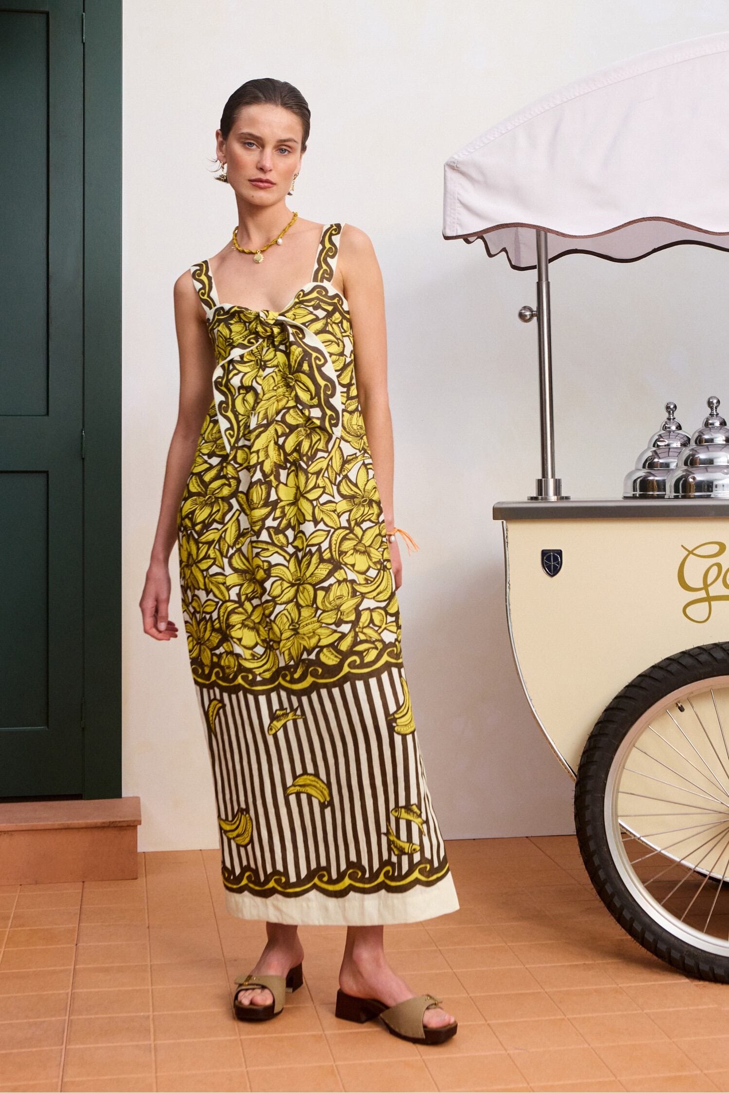 mona midi dress Alémais Mona Midi Dress in Yellow Floral