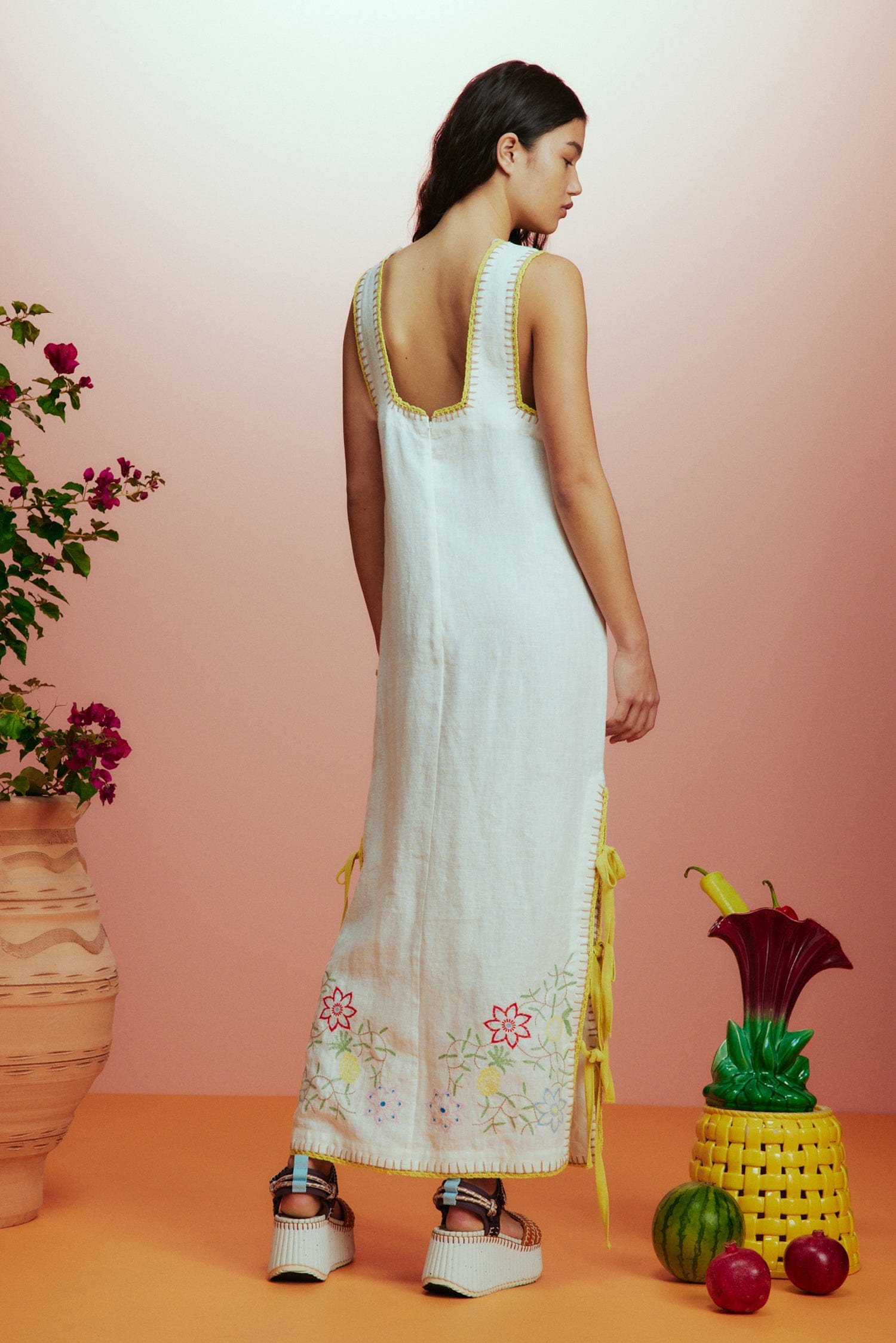 OLIVIA EMBROIDERED MIDI DRESS