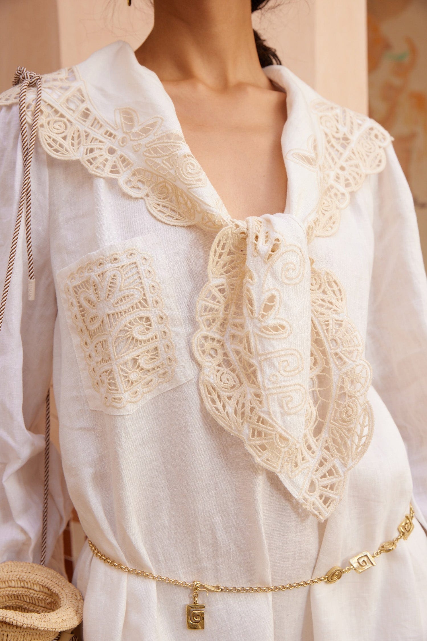 Almais Rosemary Embroidered Linen Scarf Tie Dress - Almais Official 6 AU/UK (2 US) Almais Rosemary Embroidered Linen Scarf Tie Dress - Almais Official 6 AU/UK (2 US)