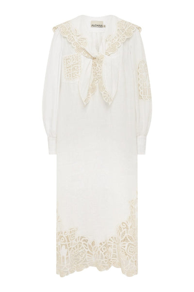sachin and babi light blue dress Rosemary Embroidered Linen Scarf Tie Dress