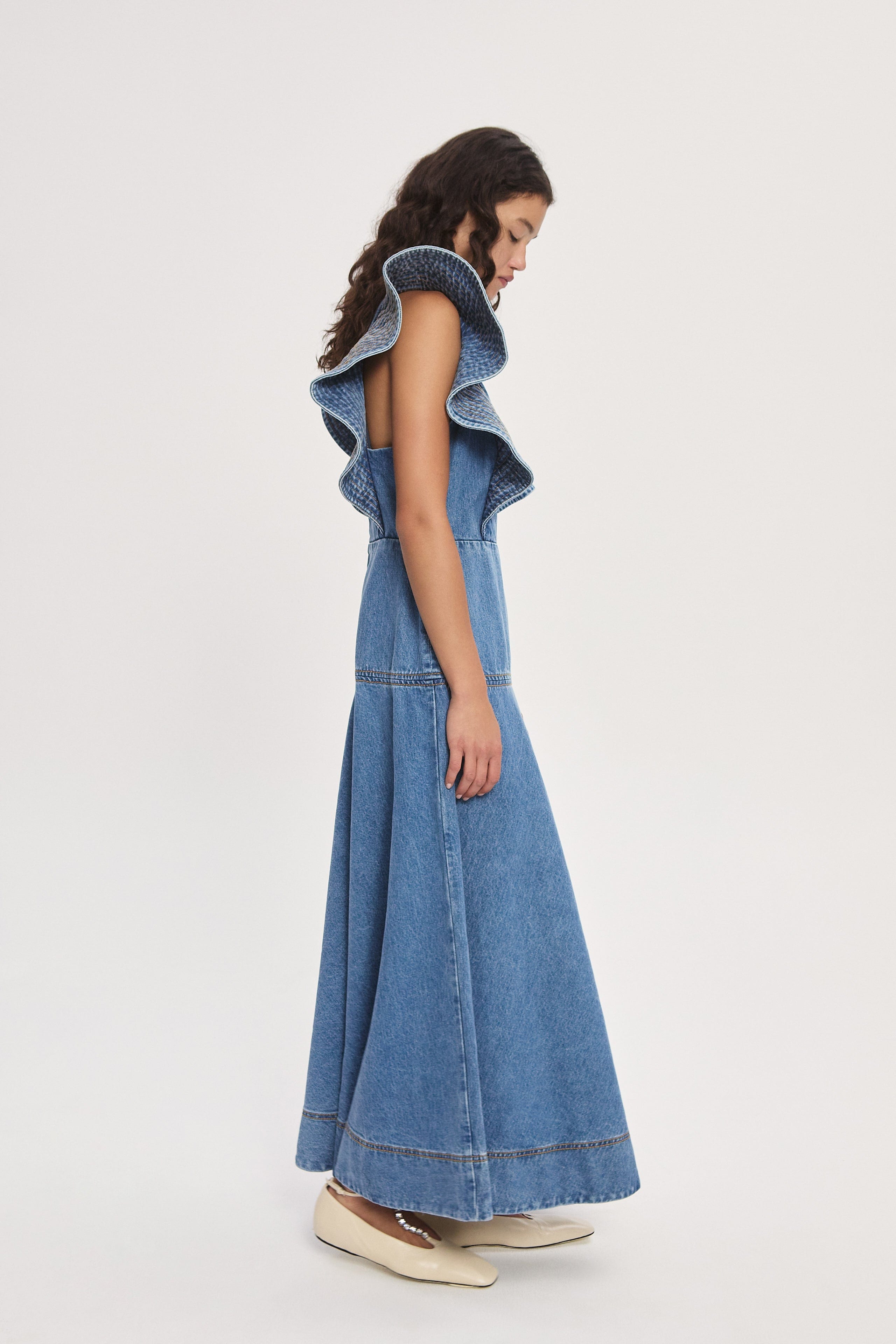 STEPHI DENIM MIDI DRESS