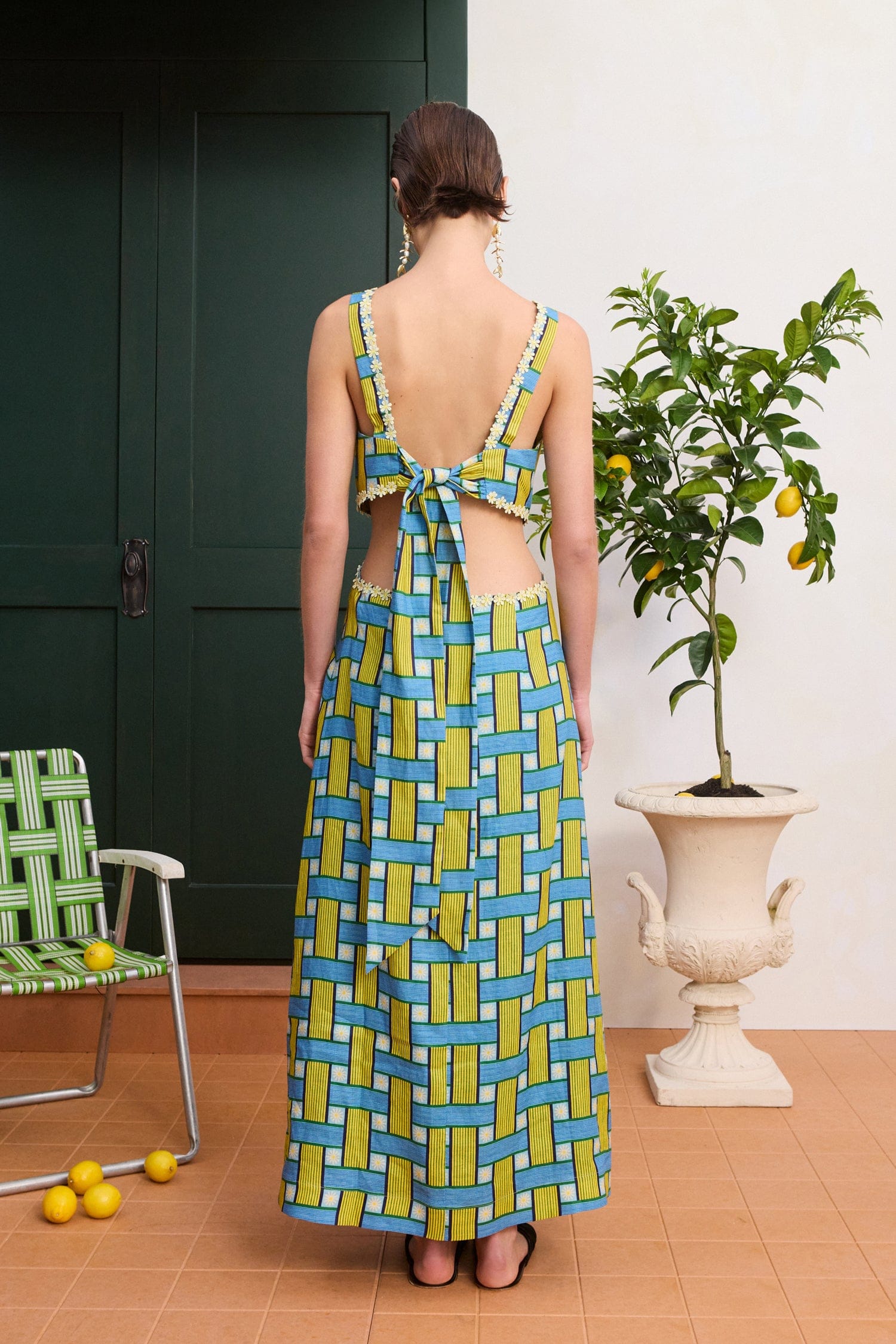 alemais solitaire midi dress Alémais Sunlounge Midi Dress in Yellow/Blue Geo - Alémais