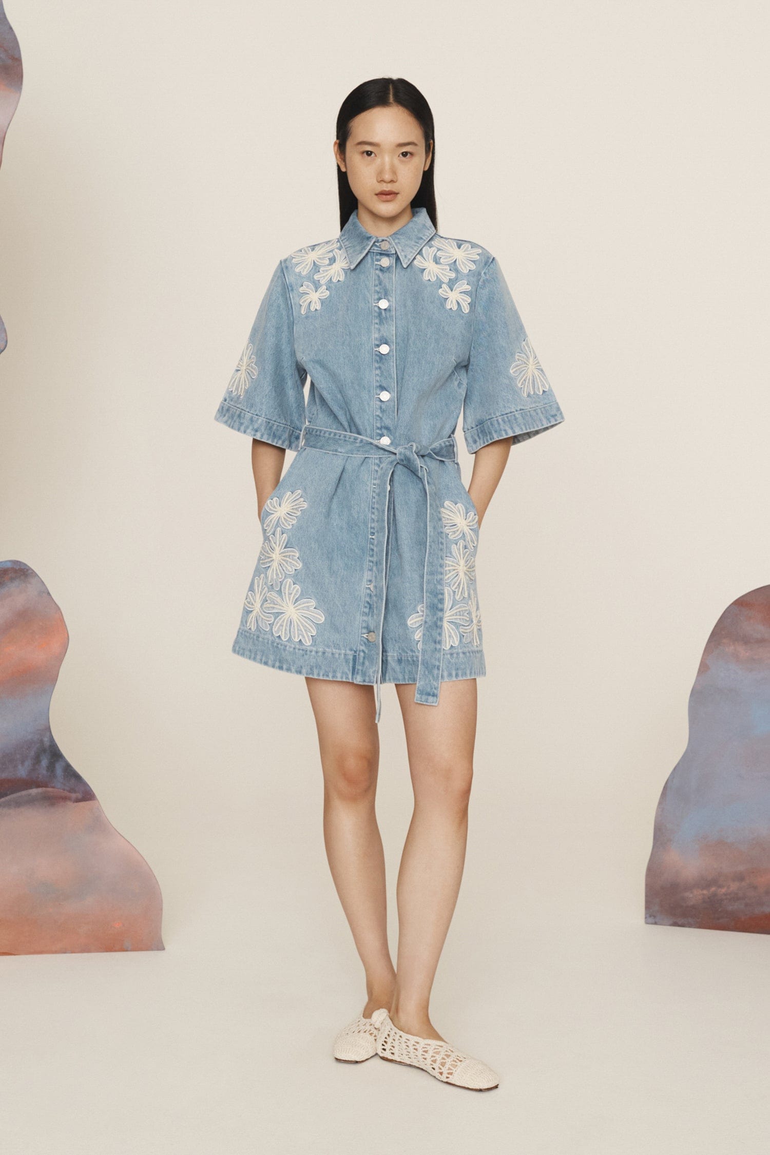 CHARLENE DENIM MINI DRESS