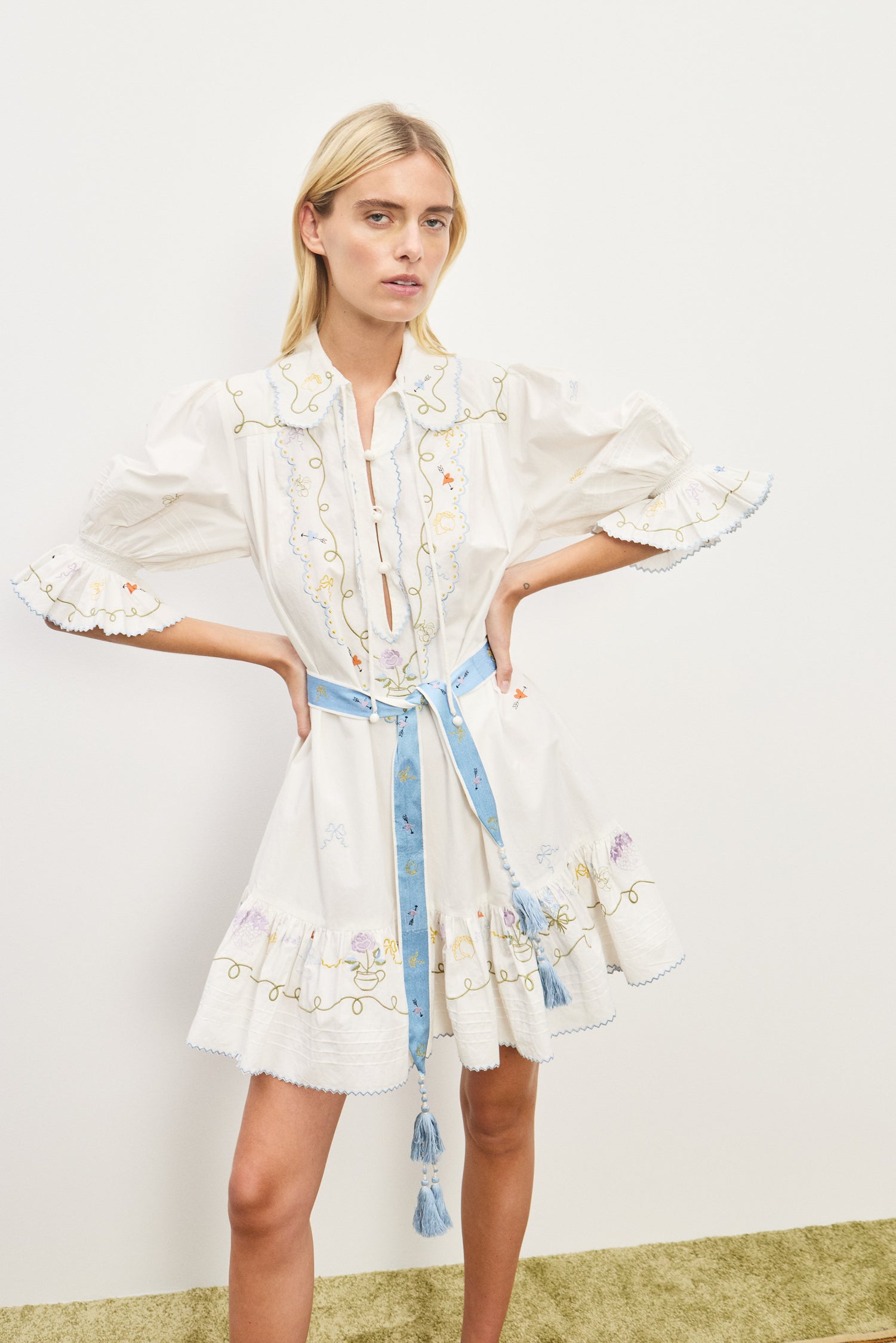 GIULIA EMBROIDERED MINI DRESS