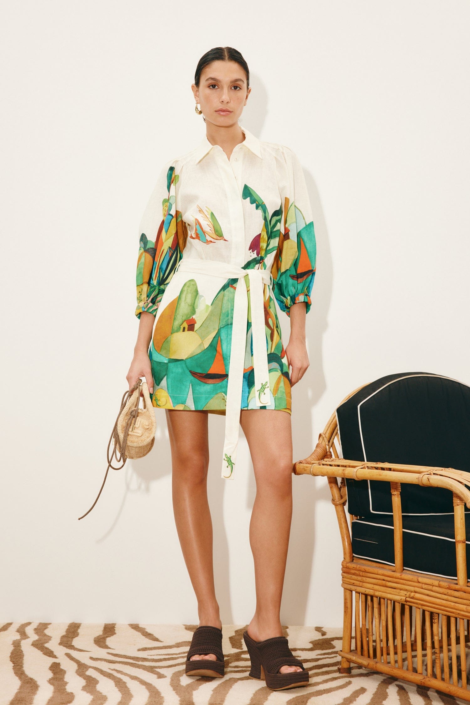 alemais green mini dress Almais Sara Mini Dress | Print/Green | Size 14